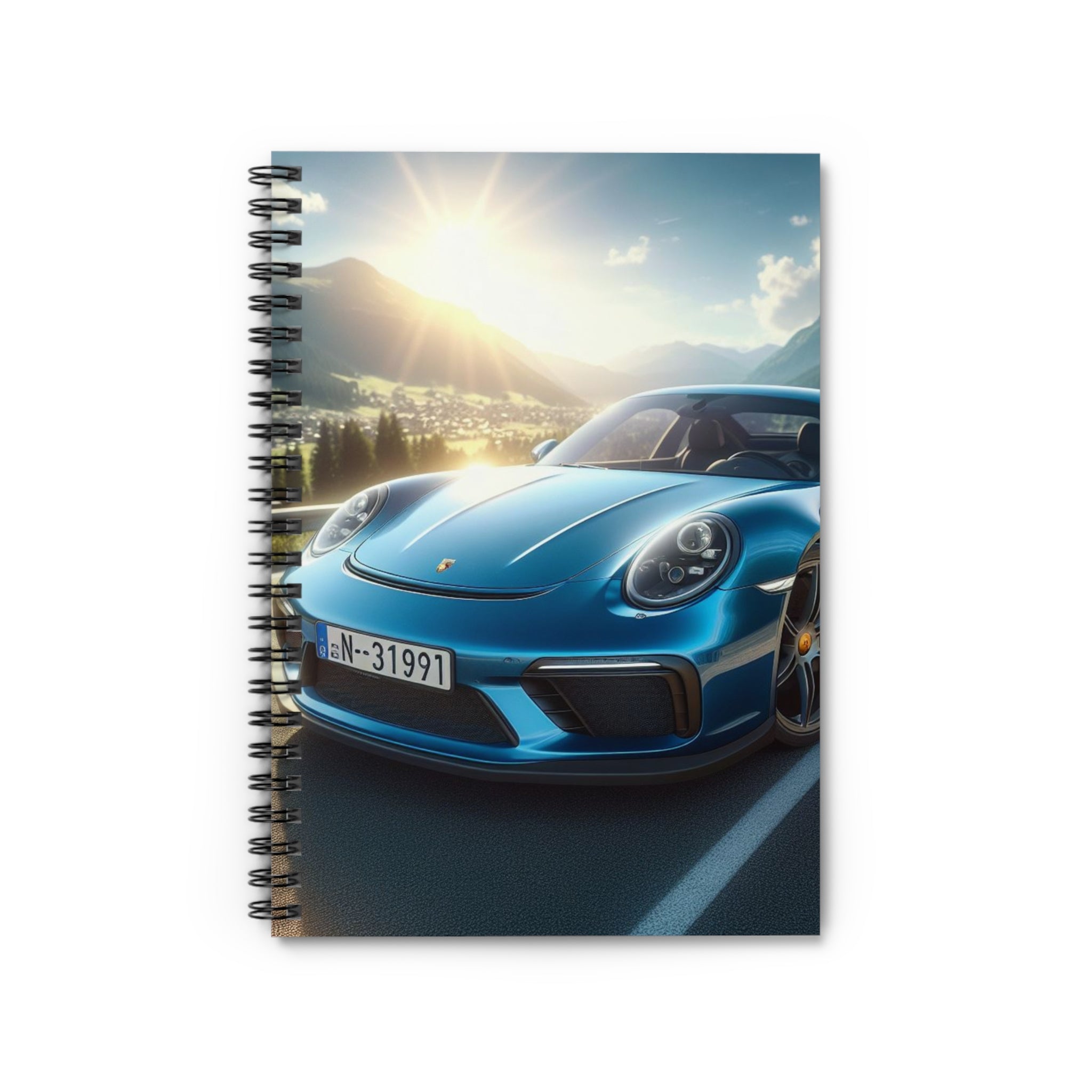 Blue Porshe Spiral Notebook Paper products Printify One Size  