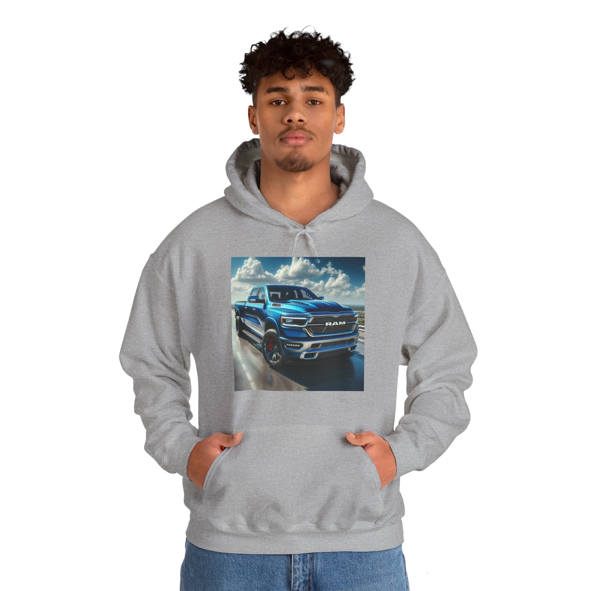 Blue Dodge Ram Hoodie Hoodie Printify   