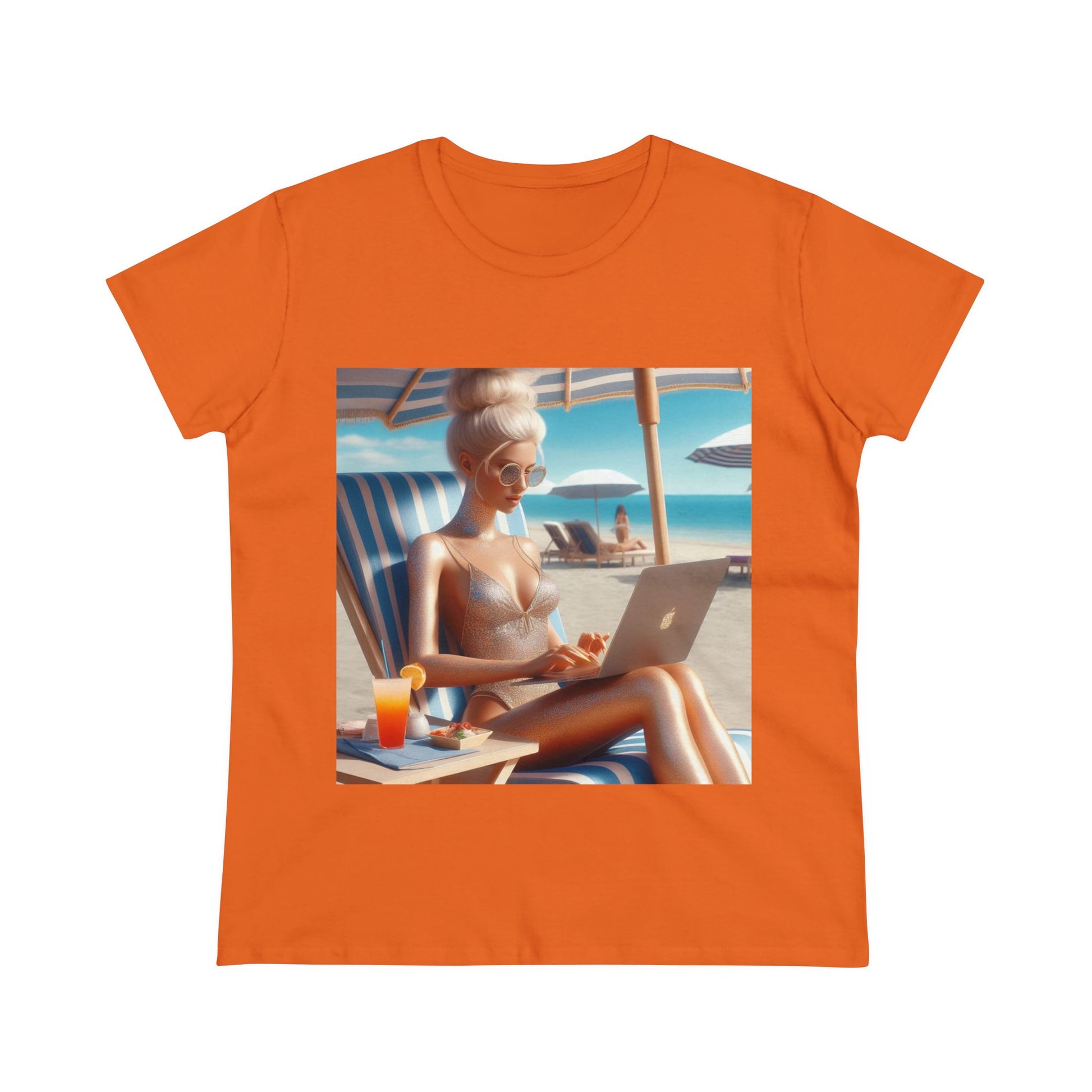 Work Day at the Beach T-Shirt T-Shirt Printify Orange S 