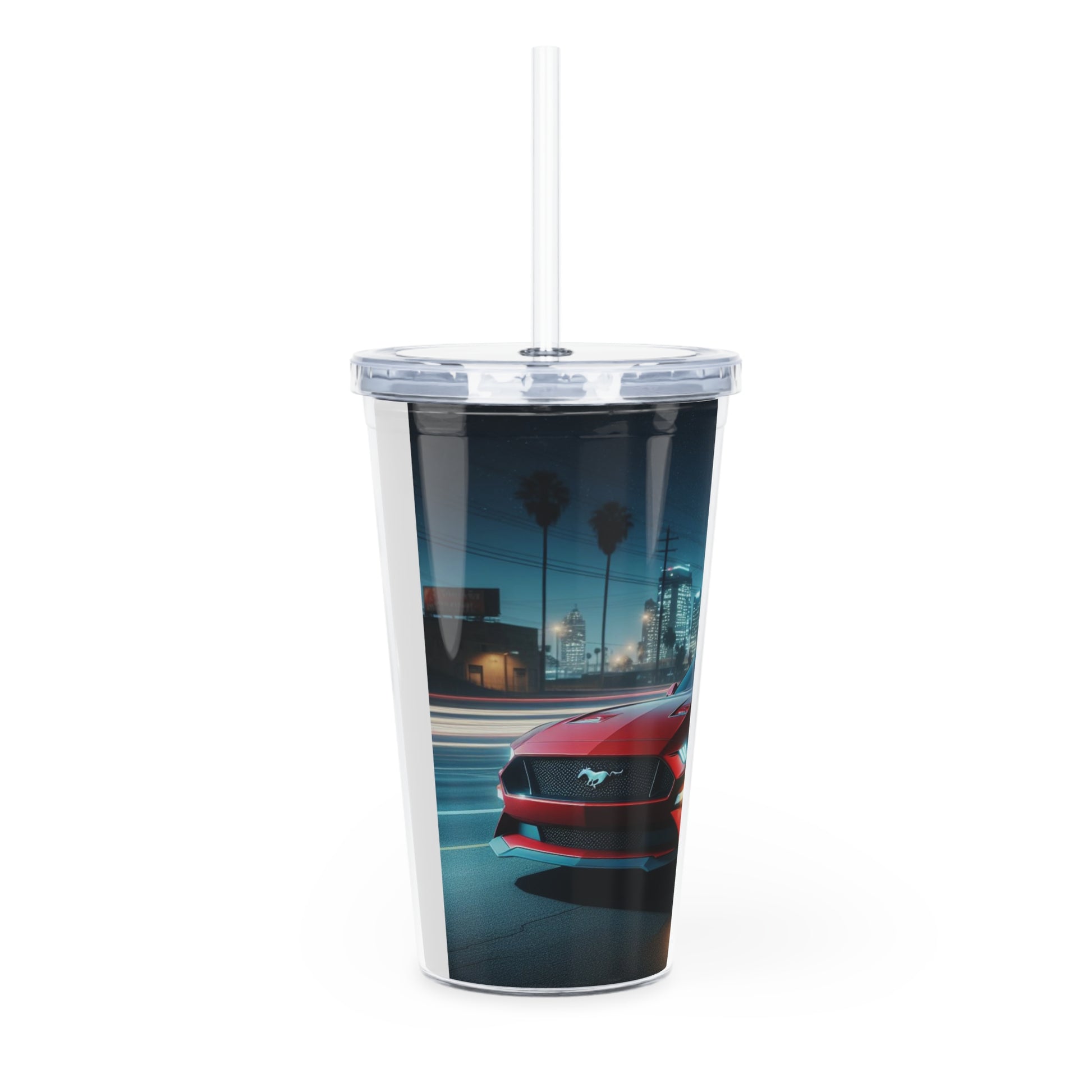 Red Mustang Tumbler with Straw Mug Printify   