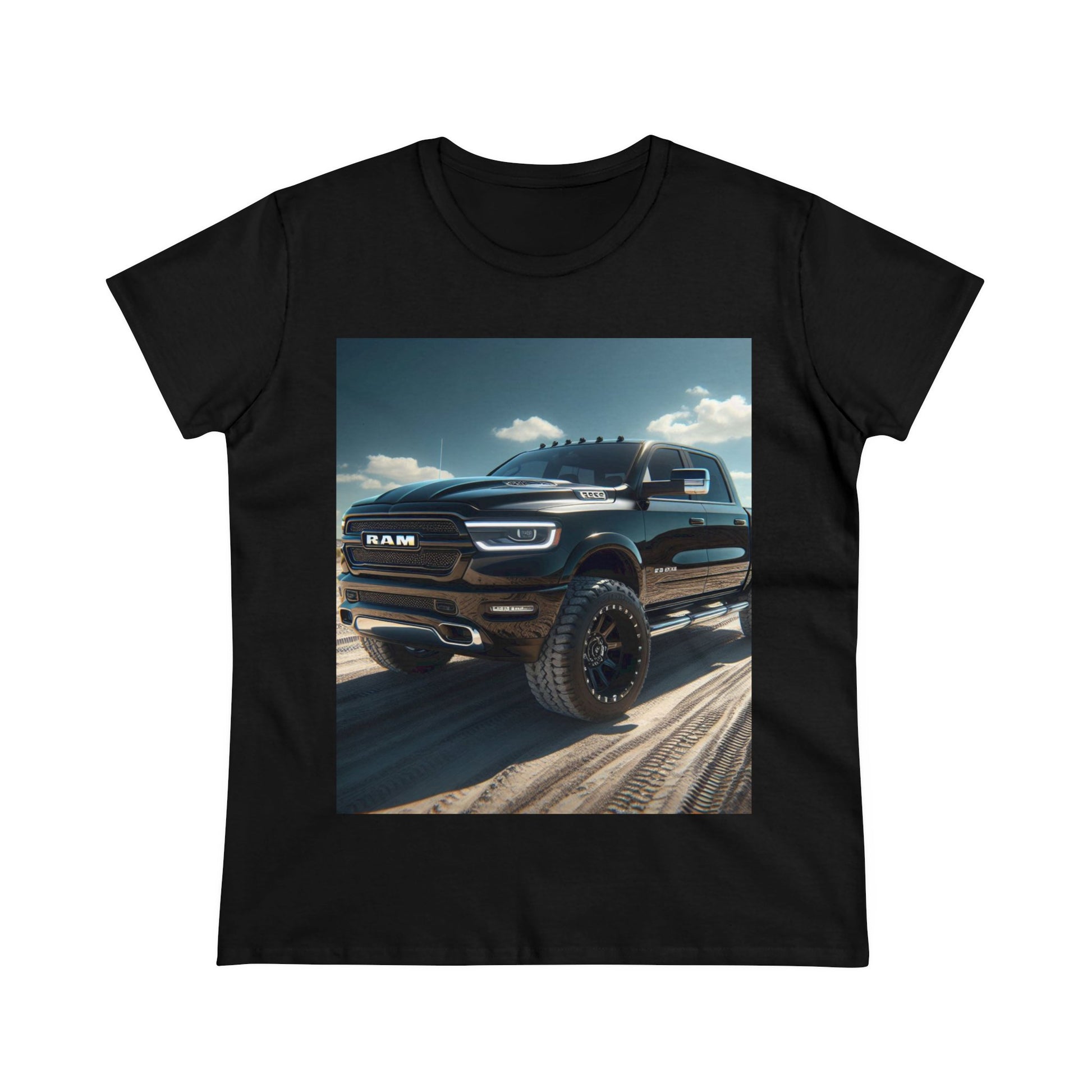 Black Dodge Ram T-Shirt T-Shirt Printify Black S 