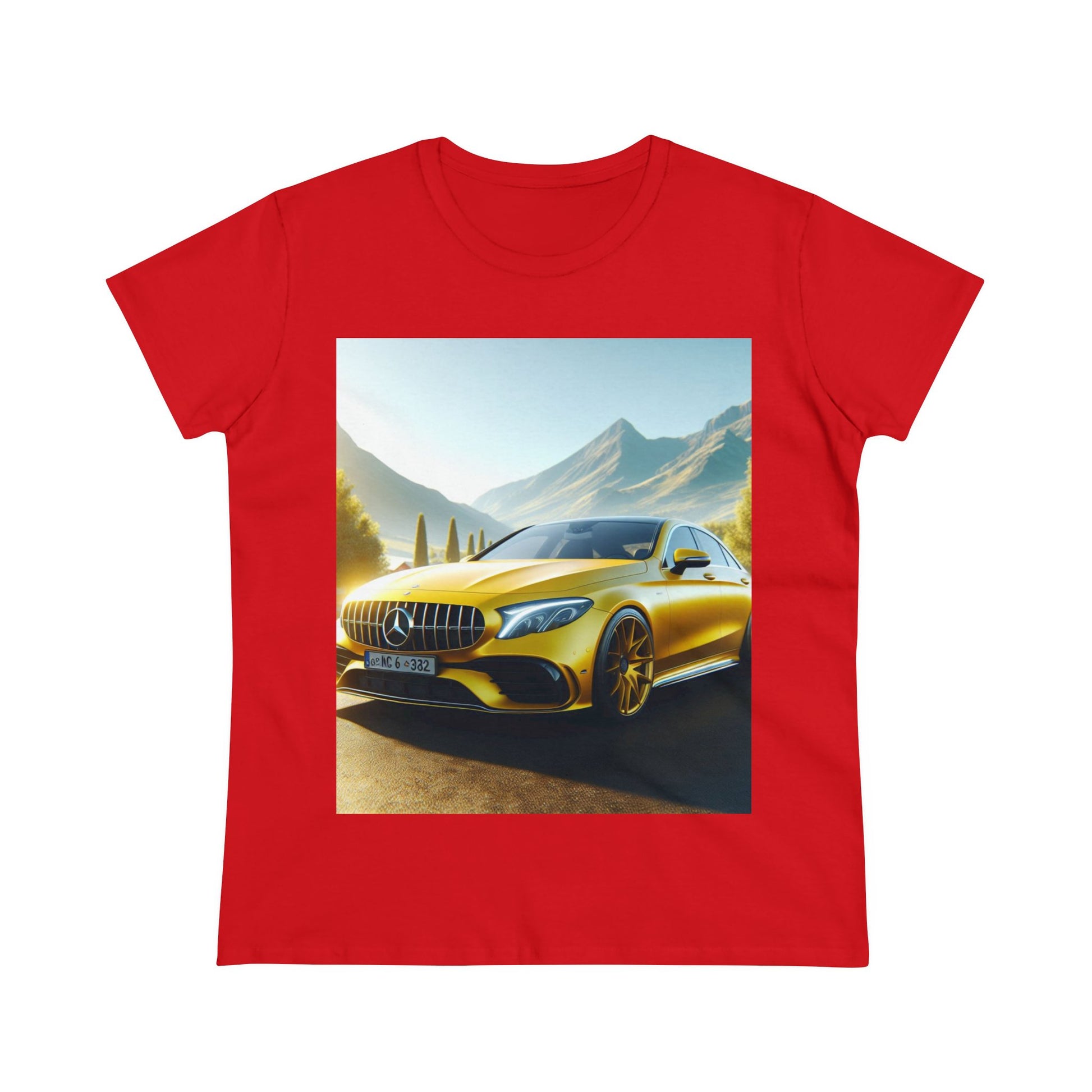 Yellow Mercedes T-Shirt T-Shirt Printify Red S 