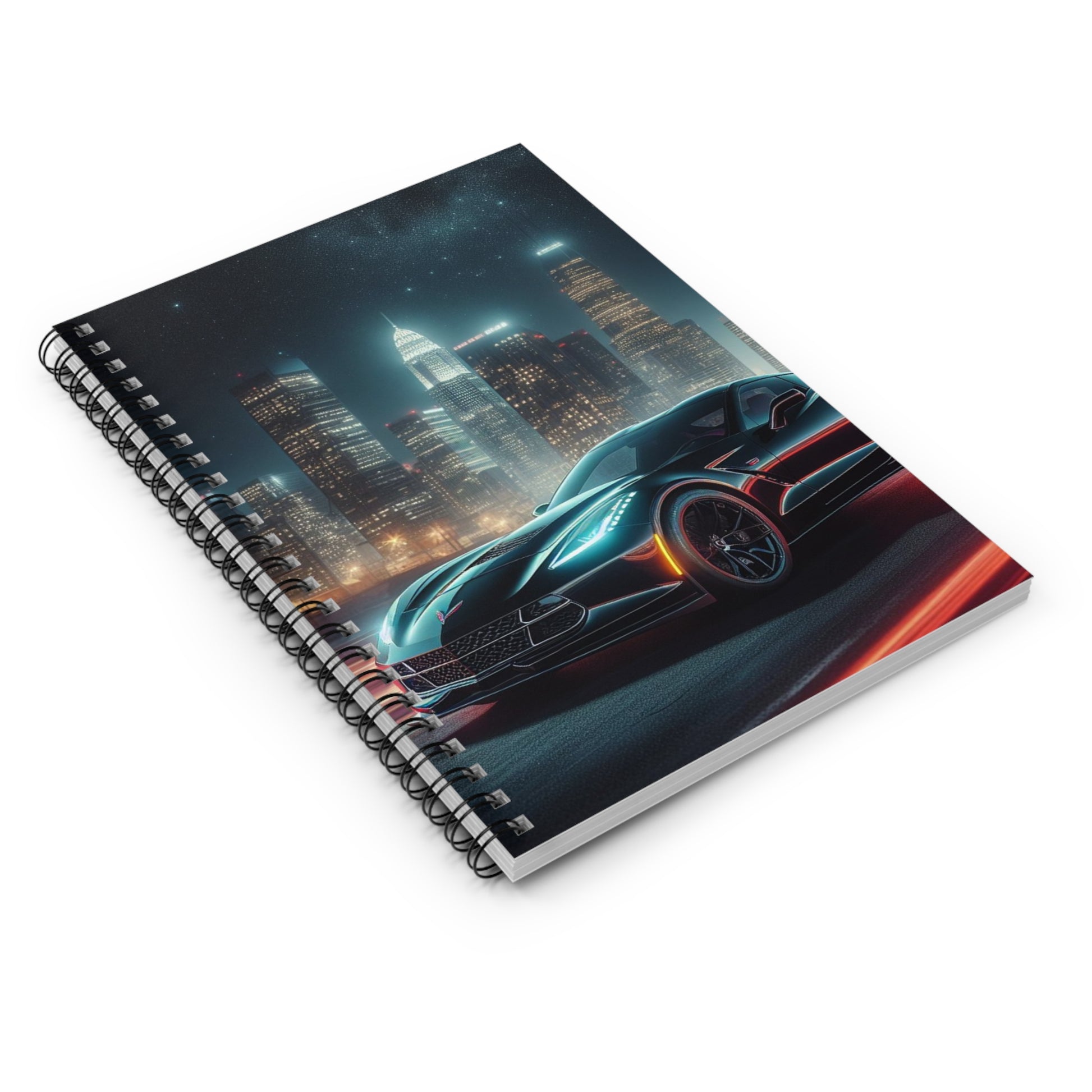 Black Corvette Spiral Notebook Paper products Printify   