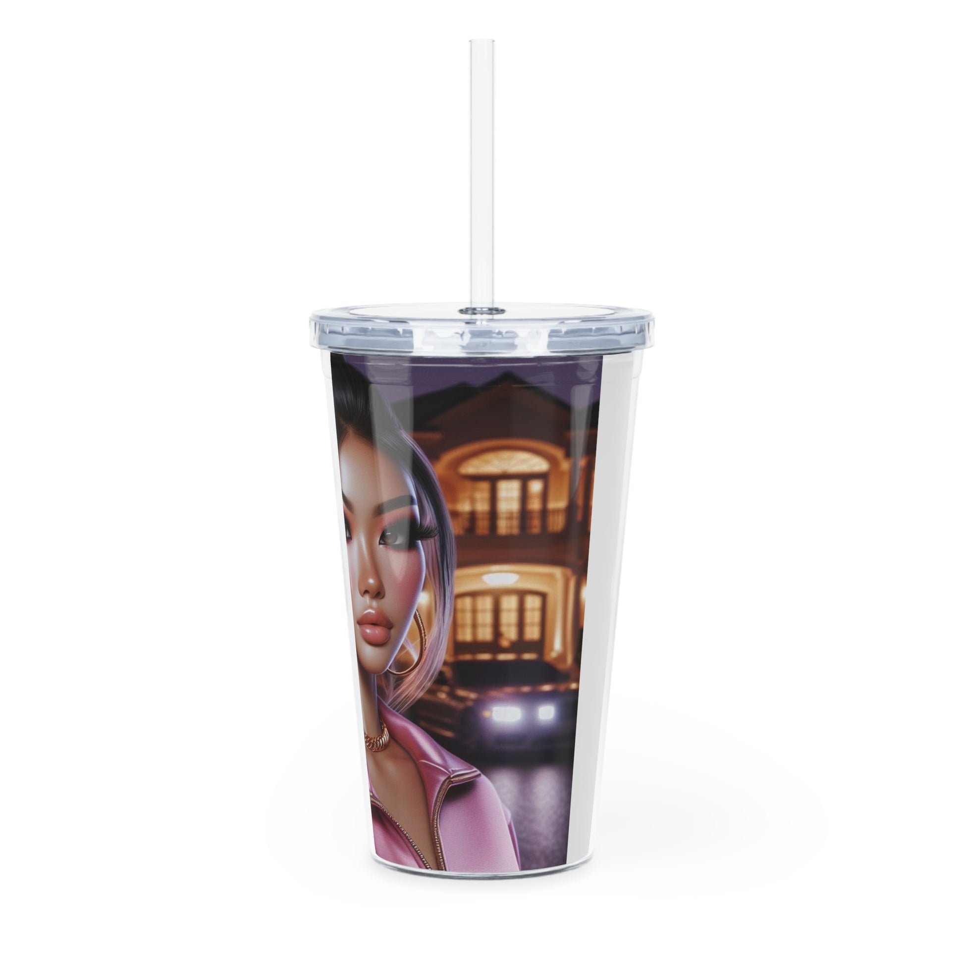 Pink at Night Tumbler with Straw Mug Printify   