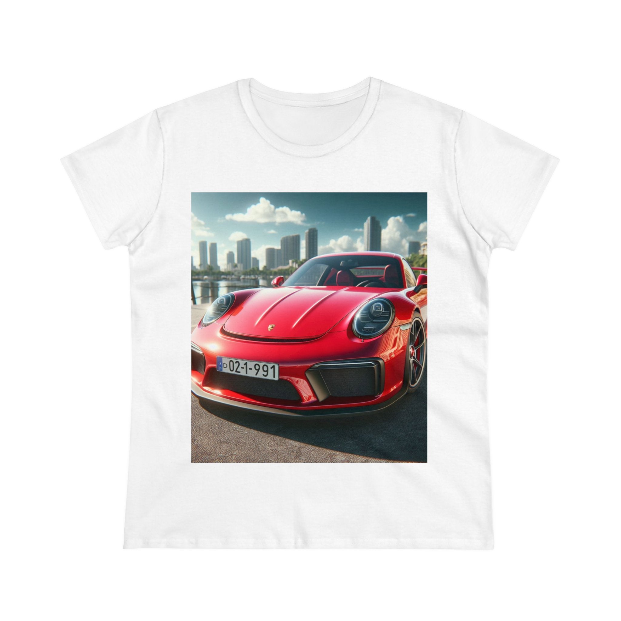 Red Porsche T-Shirt T-Shirt Printify White S 