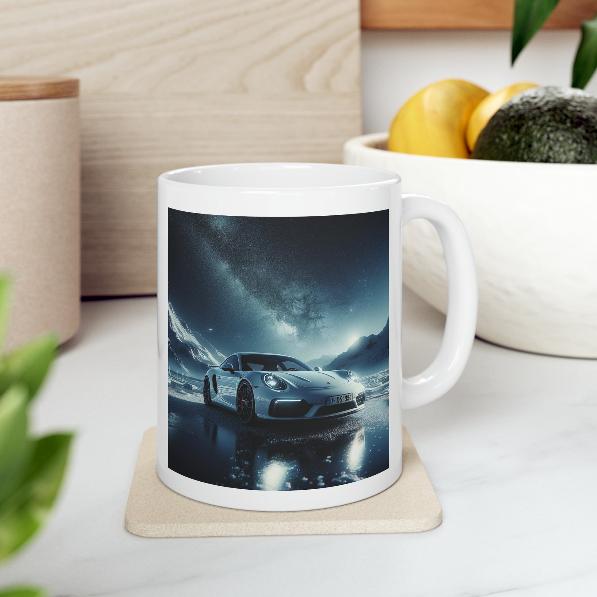 White Porsche Mug Mug Printify   