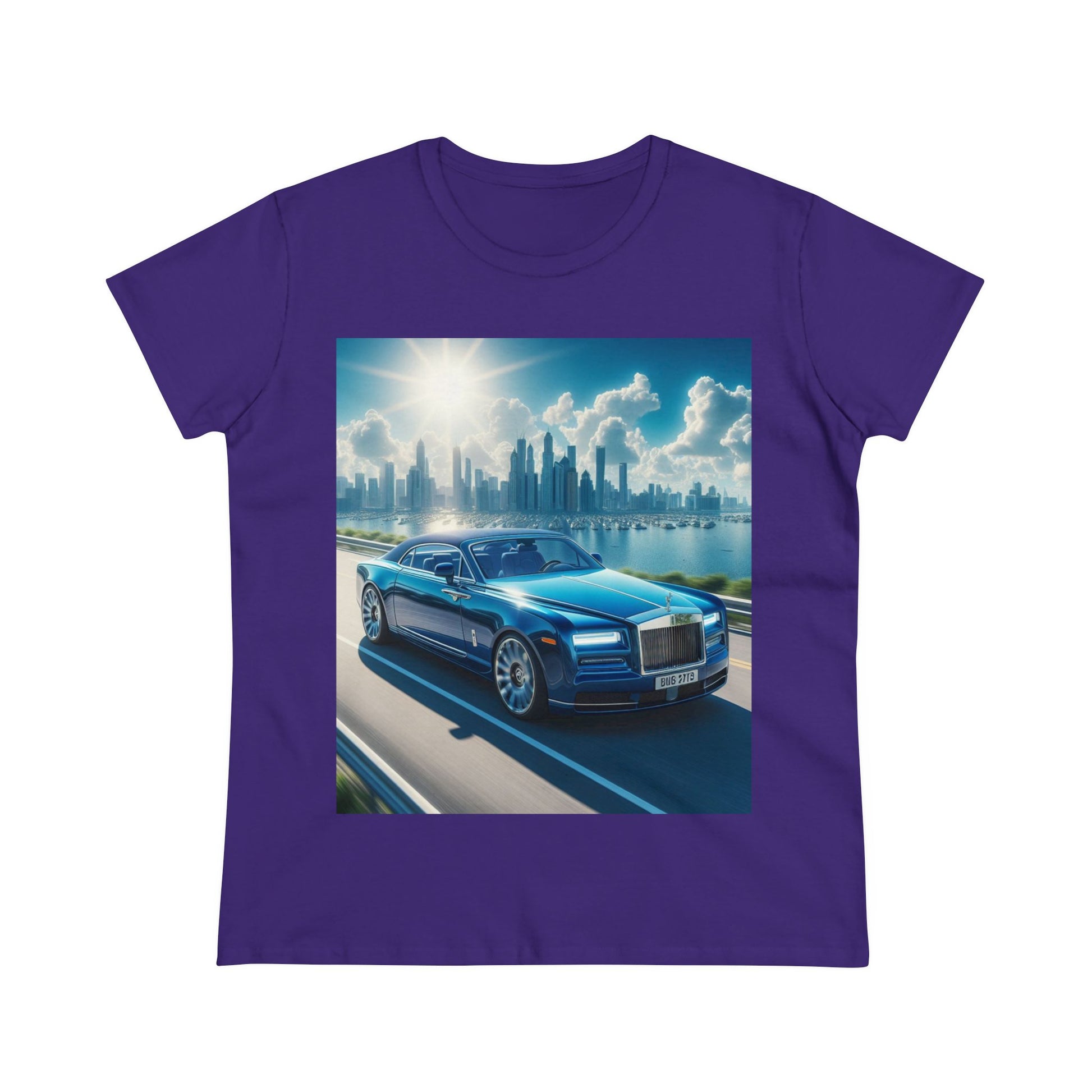 Blue Rolls Royce T-Shirt T-Shirt Printify Purple S 