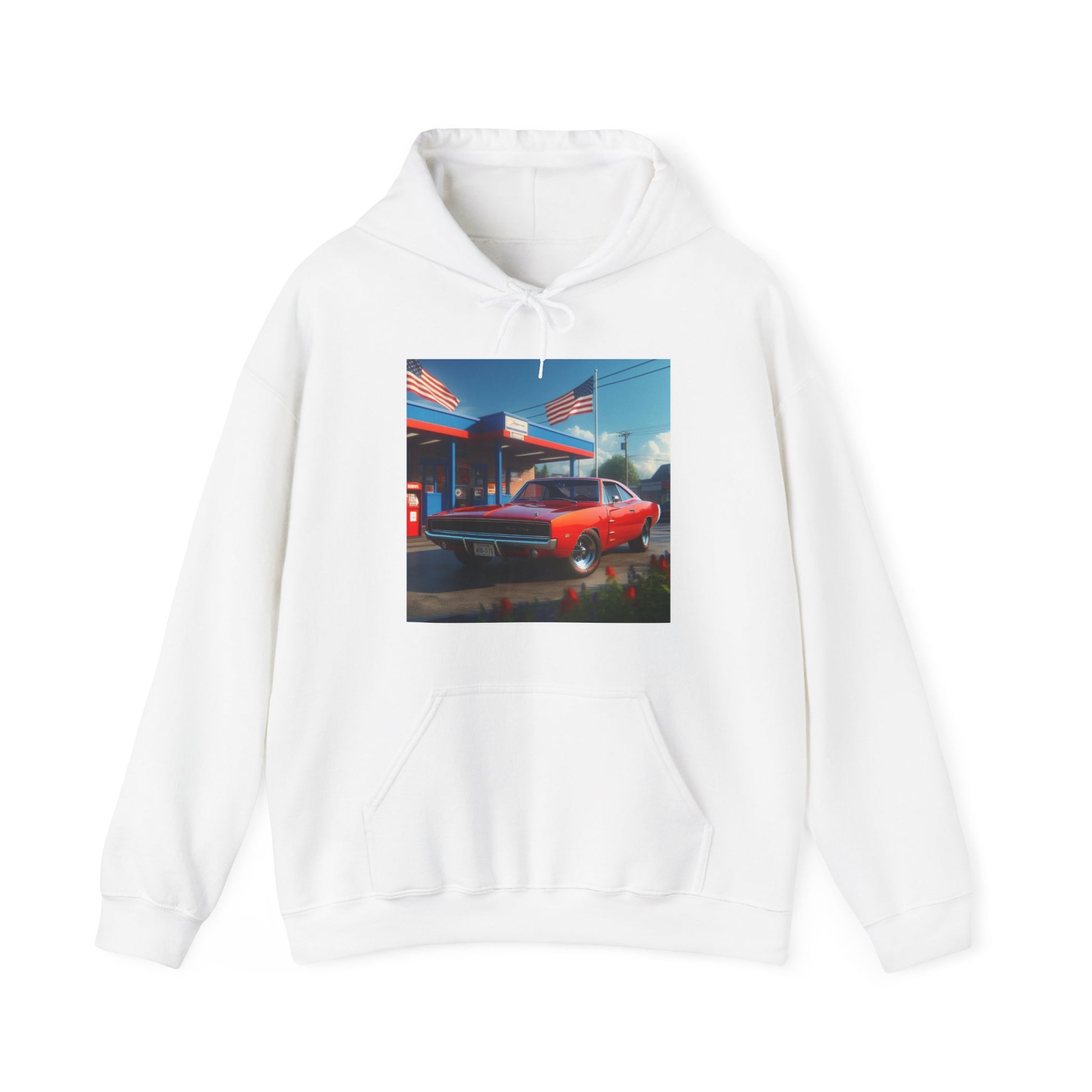 1970 Red Dodge Charger Hoodie Hoodie Printify White S 