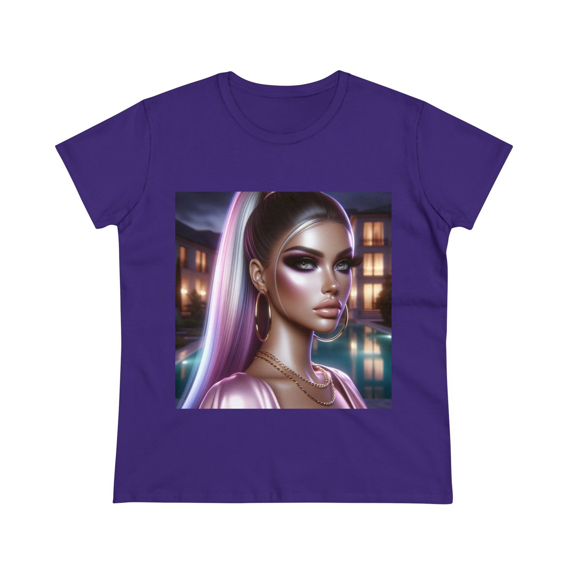 Pink at Night T-Shirt T-Shirt Printify Purple S 