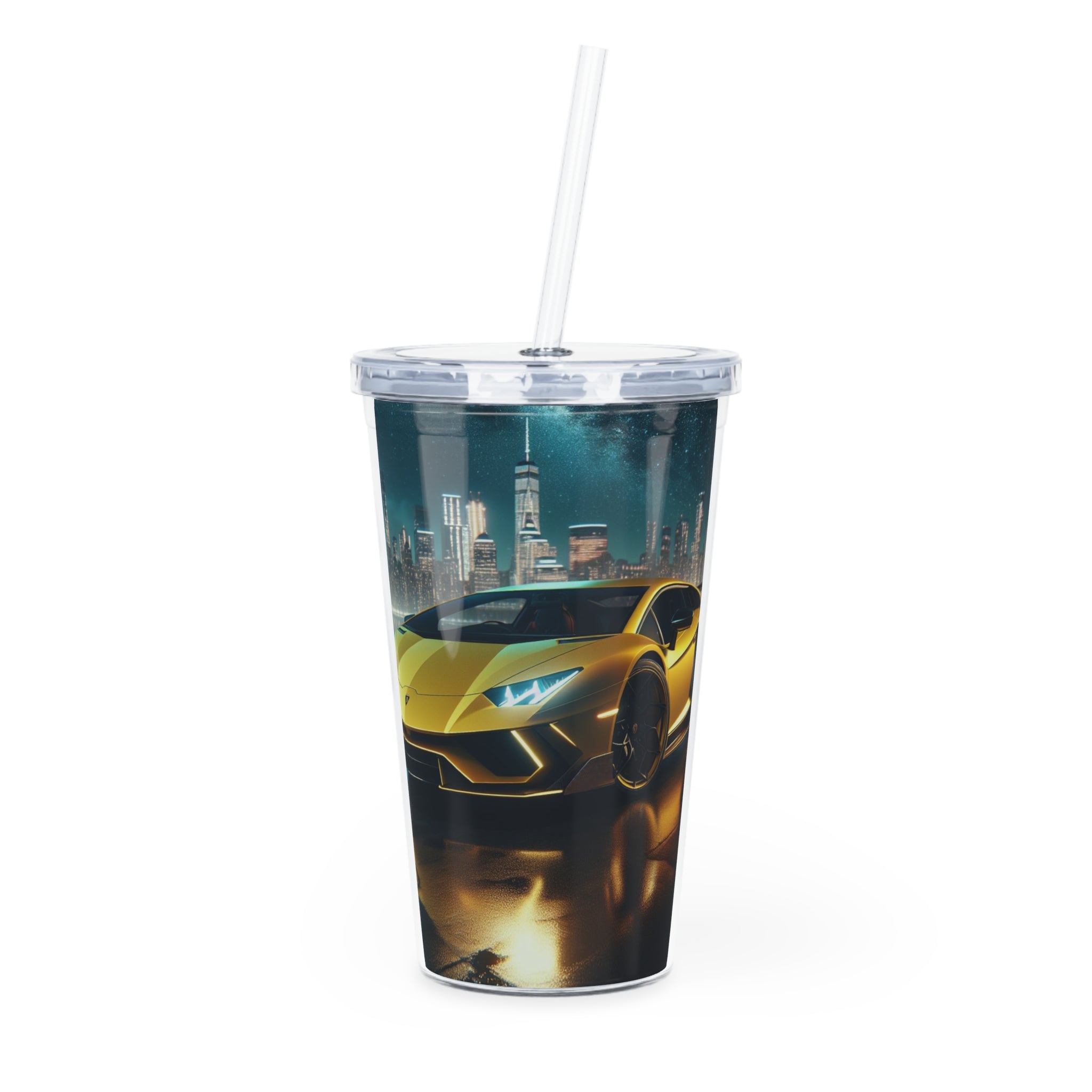 Yellow Lamborghini Tumbler with Straw Mug Printify 20oz Transparent 