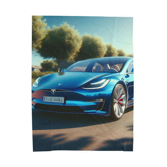 Blue Tesla Plush Blanket All Over Prints Printify 60" × 80"  