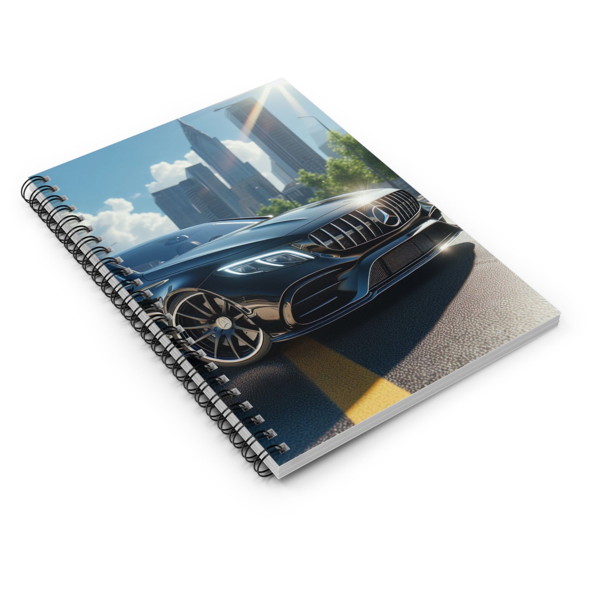 Black Mercedes Spiral Notebook Paper products Printify   