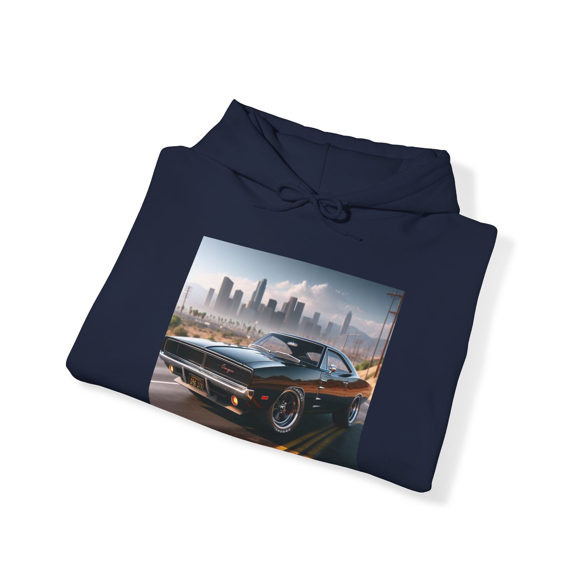 1970 Black Dodge Charger Hoodie Hoodie Printify   