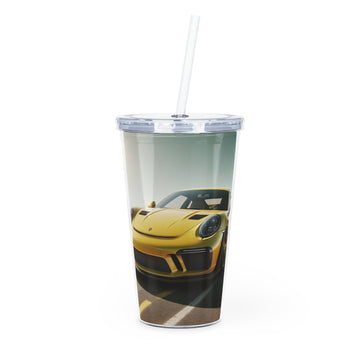 Yellow Porsche Tumbler with Straw Mug Printify 20oz Transparent 