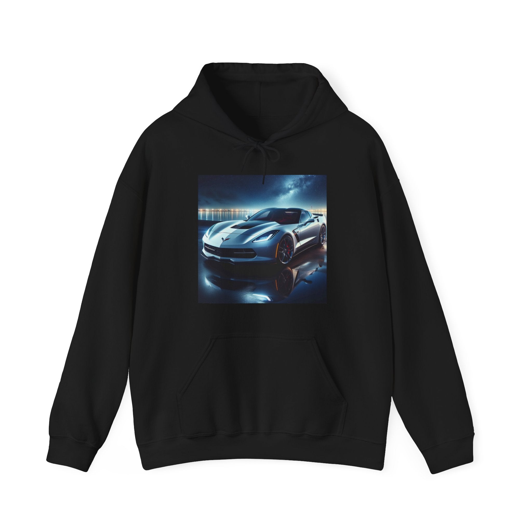 White Corvette Hoodie Hoodie Printify Black S 