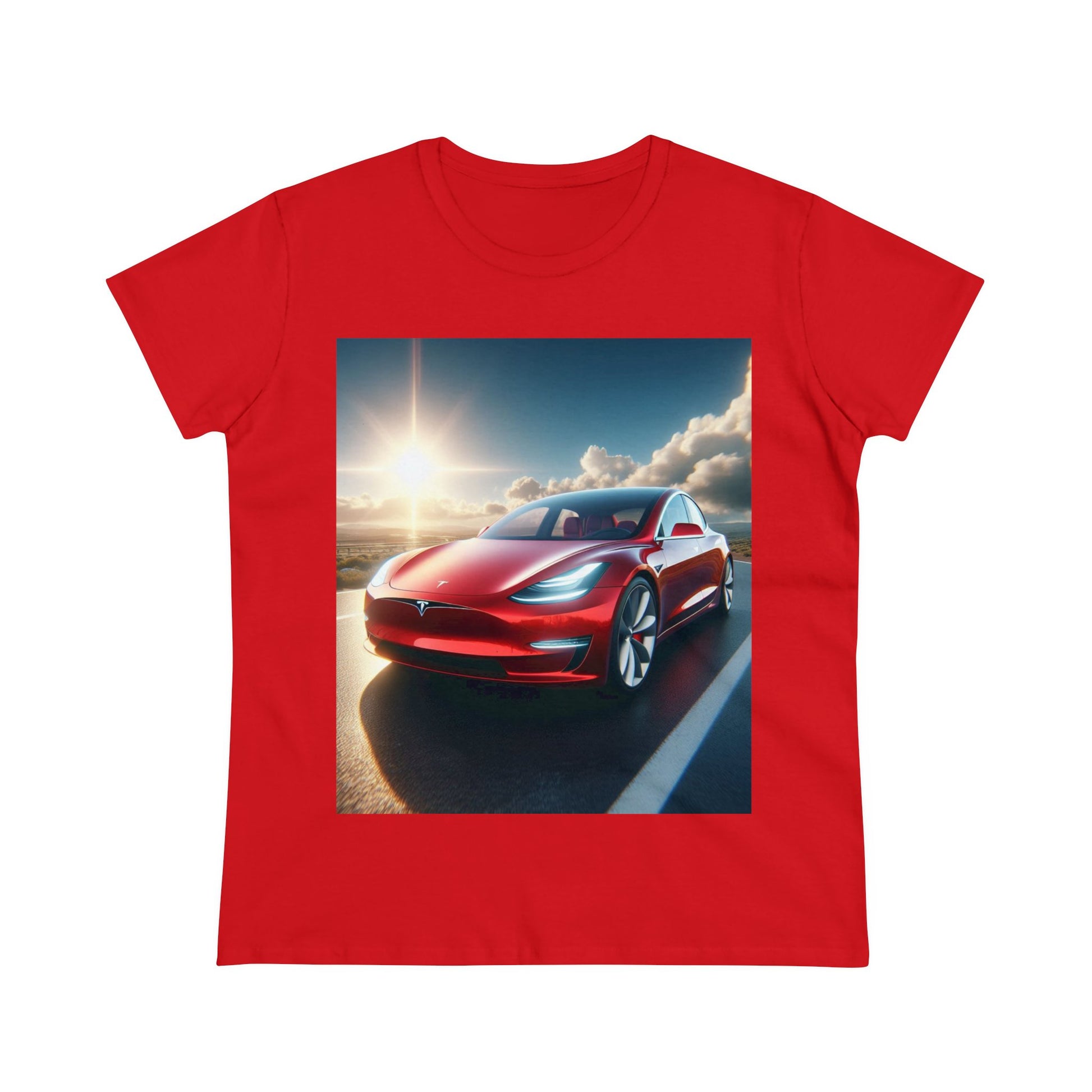 Red Tesla T-Shirt T-Shirt Printify Red S 