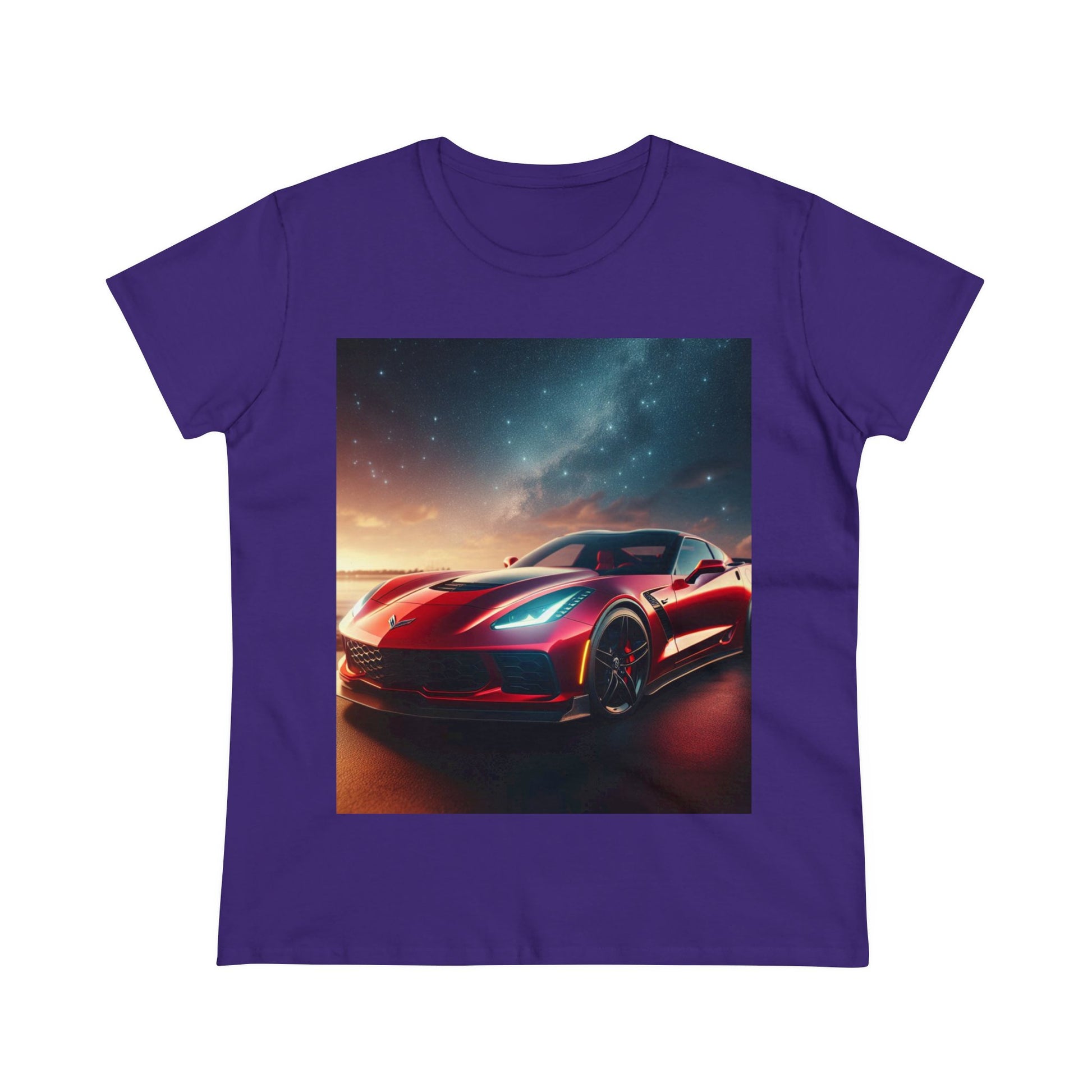 Red Corvette T-Shirt T-Shirt Printify Purple S 