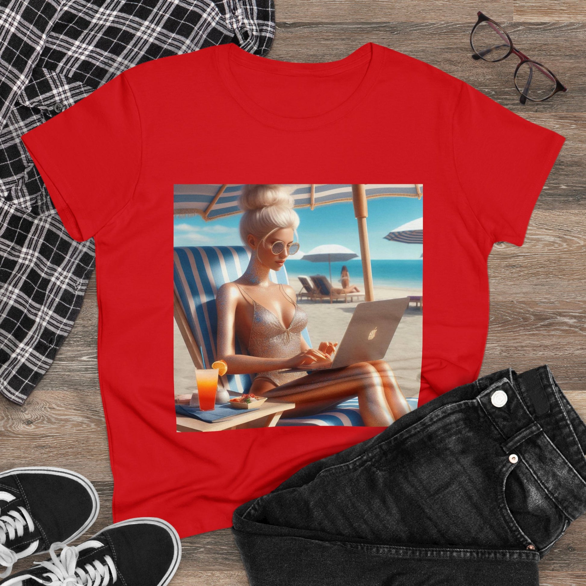 Work Day at the Beach T-Shirt T-Shirt Printify   