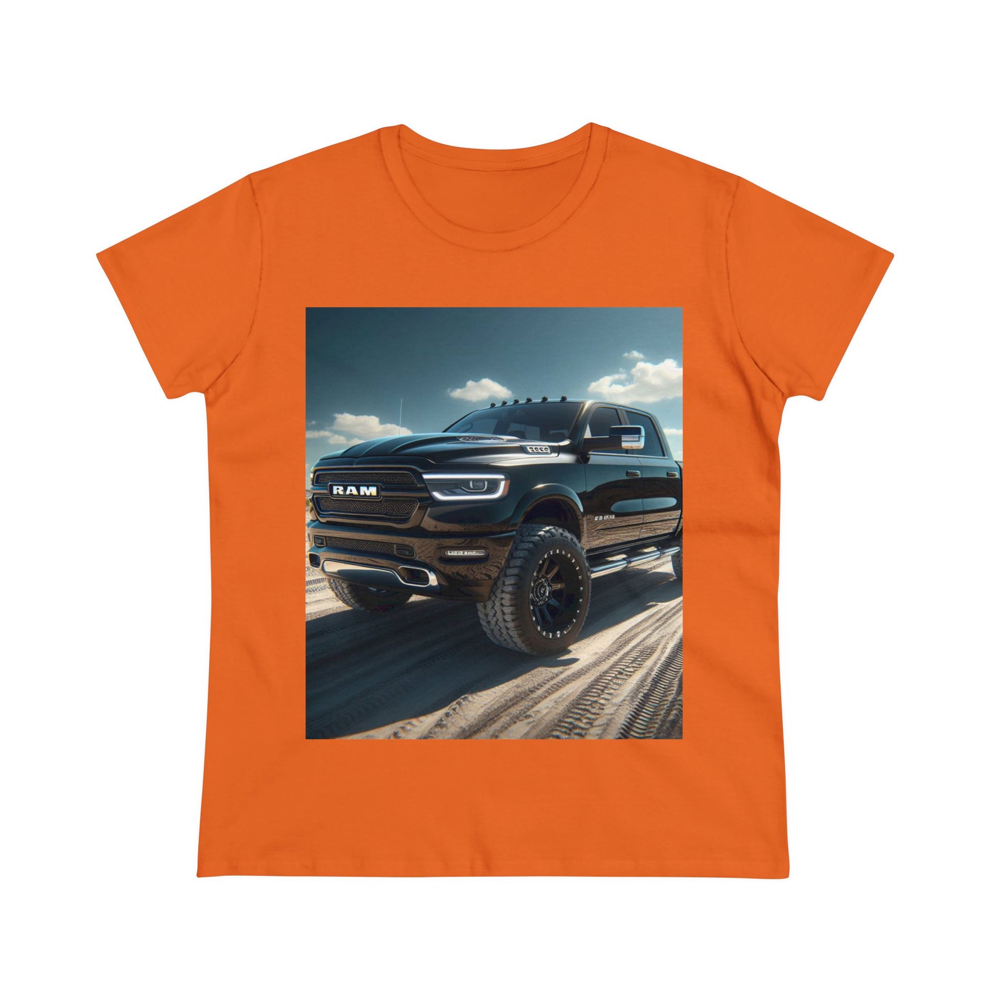 Black Dodge Ram T-Shirt T-Shirt Printify Orange S 