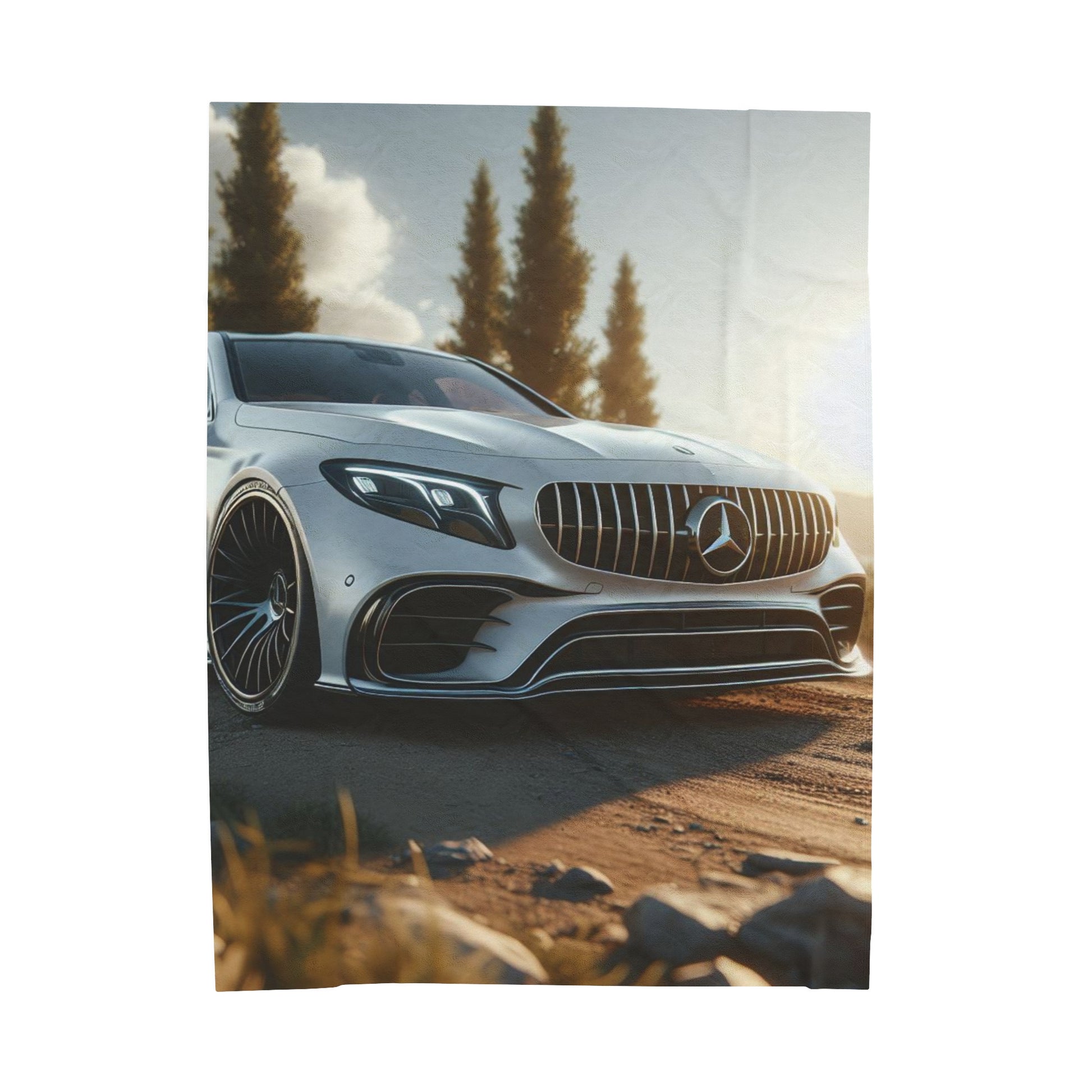 White Mercedes Plush Blanket All Over Prints Printify 60" × 80"  