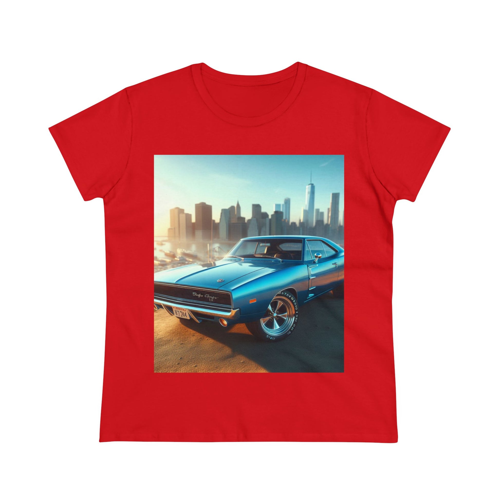 1970 Blue Dodge Charger T-Shirt T-Shirt Printify Red S 