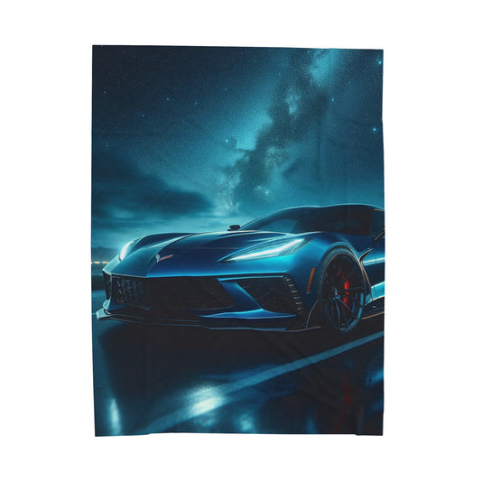 Blue Corvette Plush Blanket All Over Prints Printify 60" × 80"  