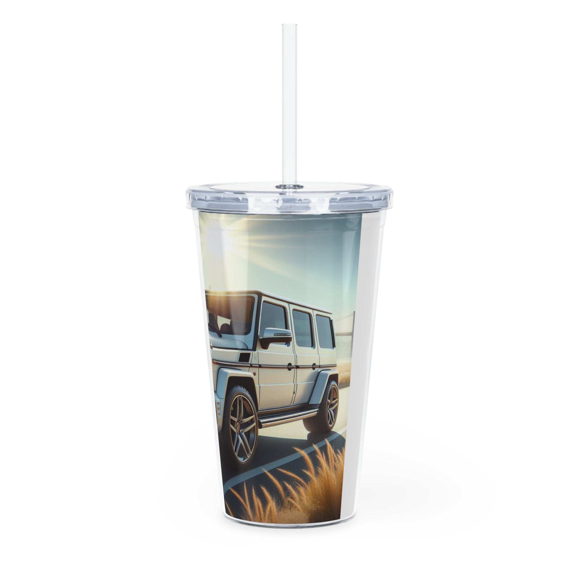 White G-Wagon Tumbler with Straw Mug Printify   