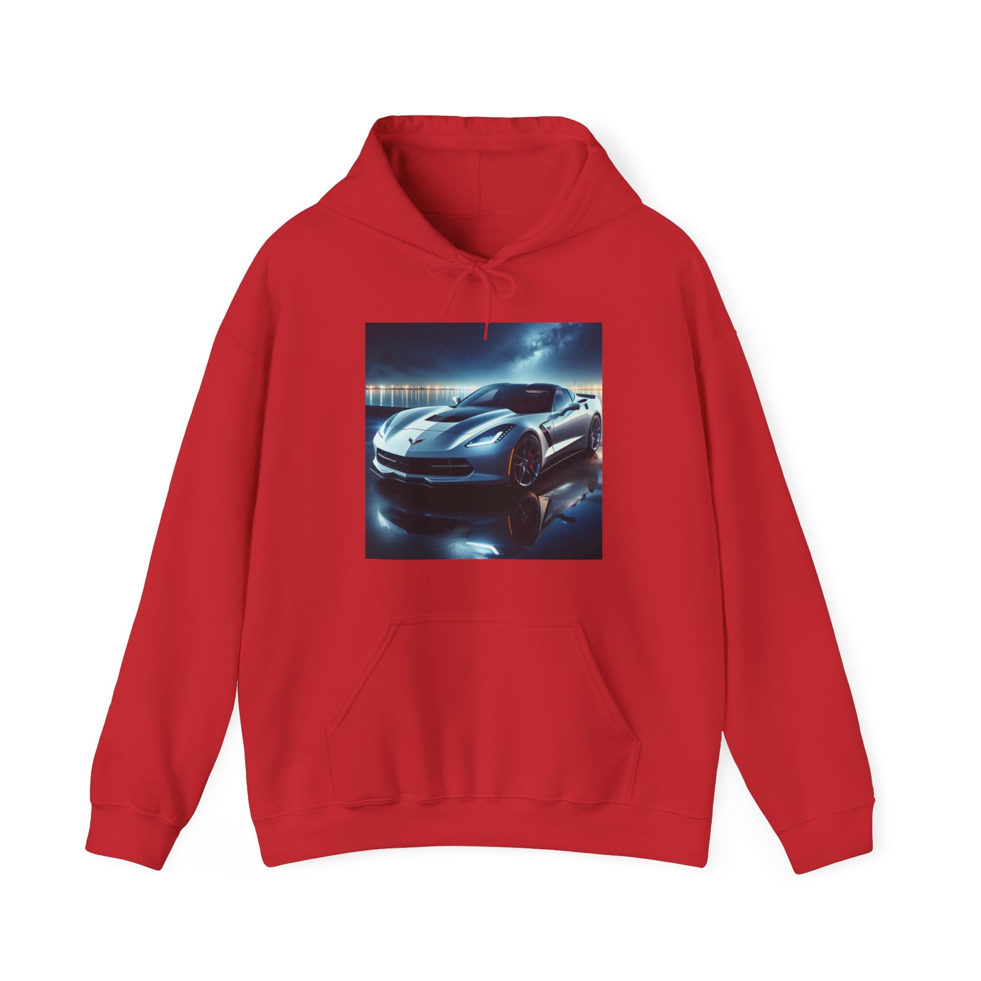 White Corvette Hoodie Hoodie Printify Red S 