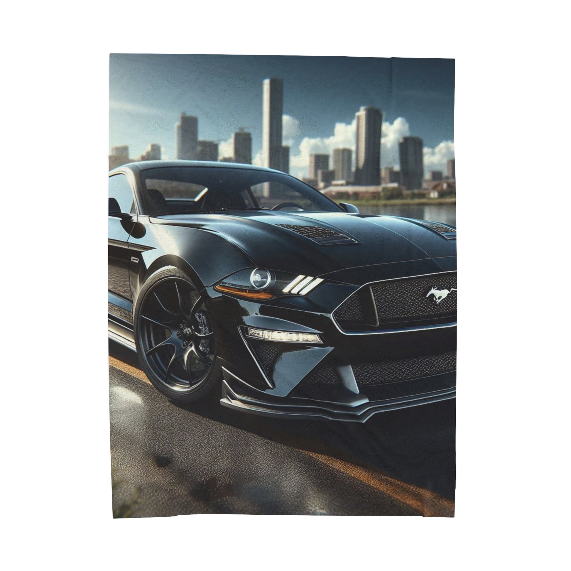 Black Mustang Plush Blanket All Over Prints Printify 60" × 80"  