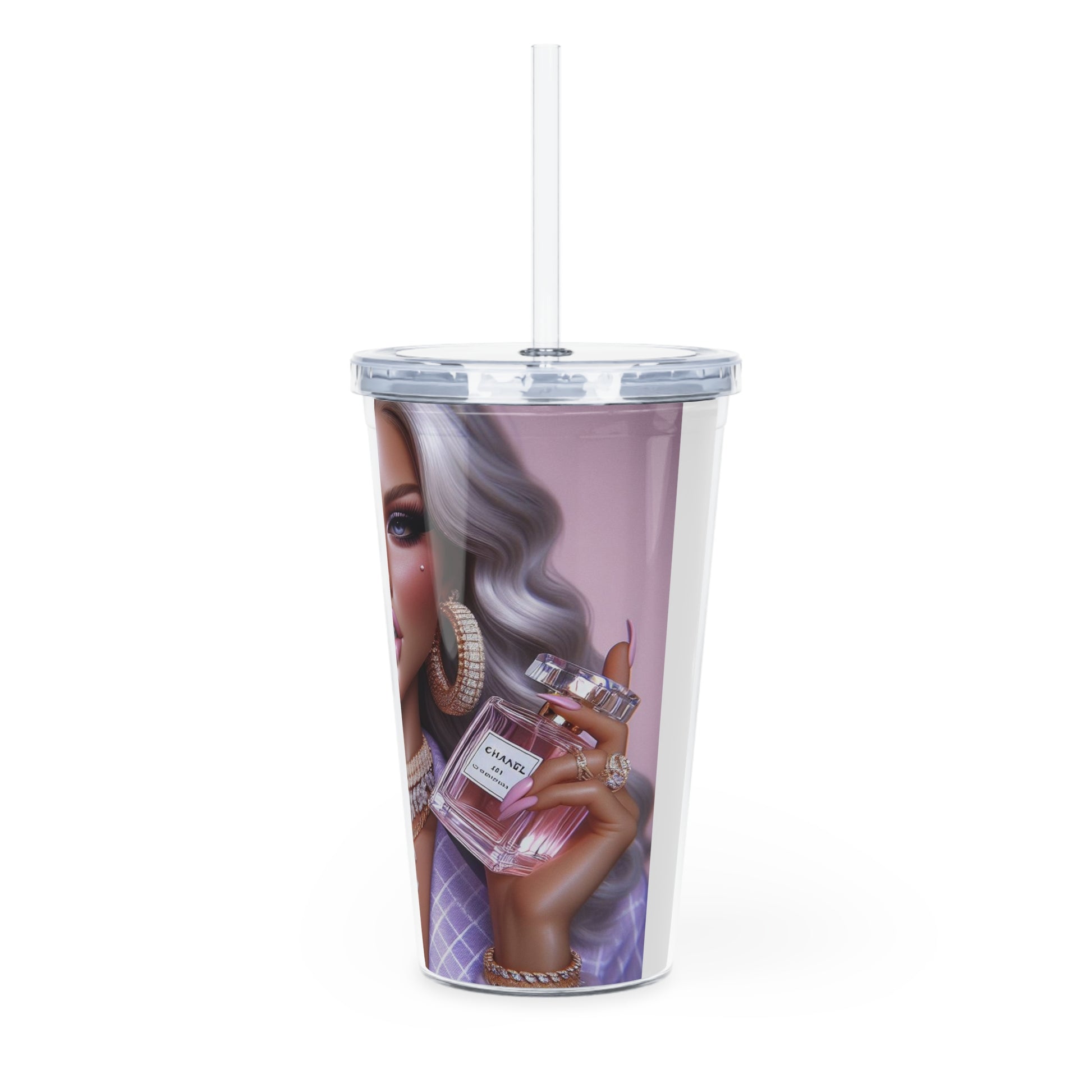 Chanel Please Tumbler with Straw Mug Printify   