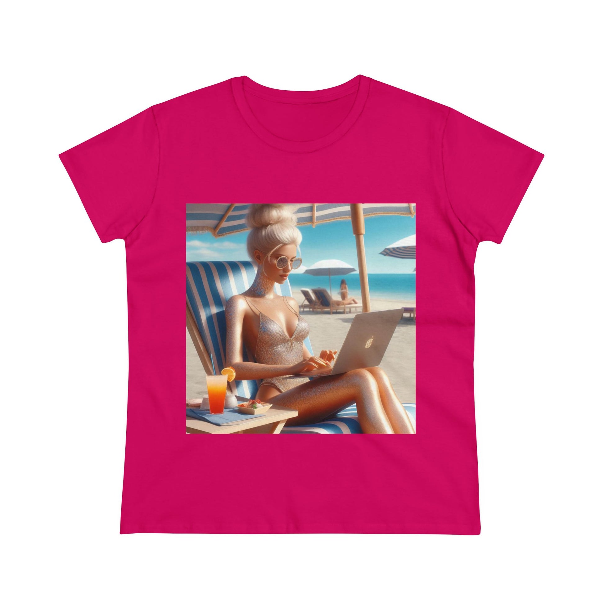 Work Day at the Beach T-Shirt T-Shirt Printify Heliconia S 