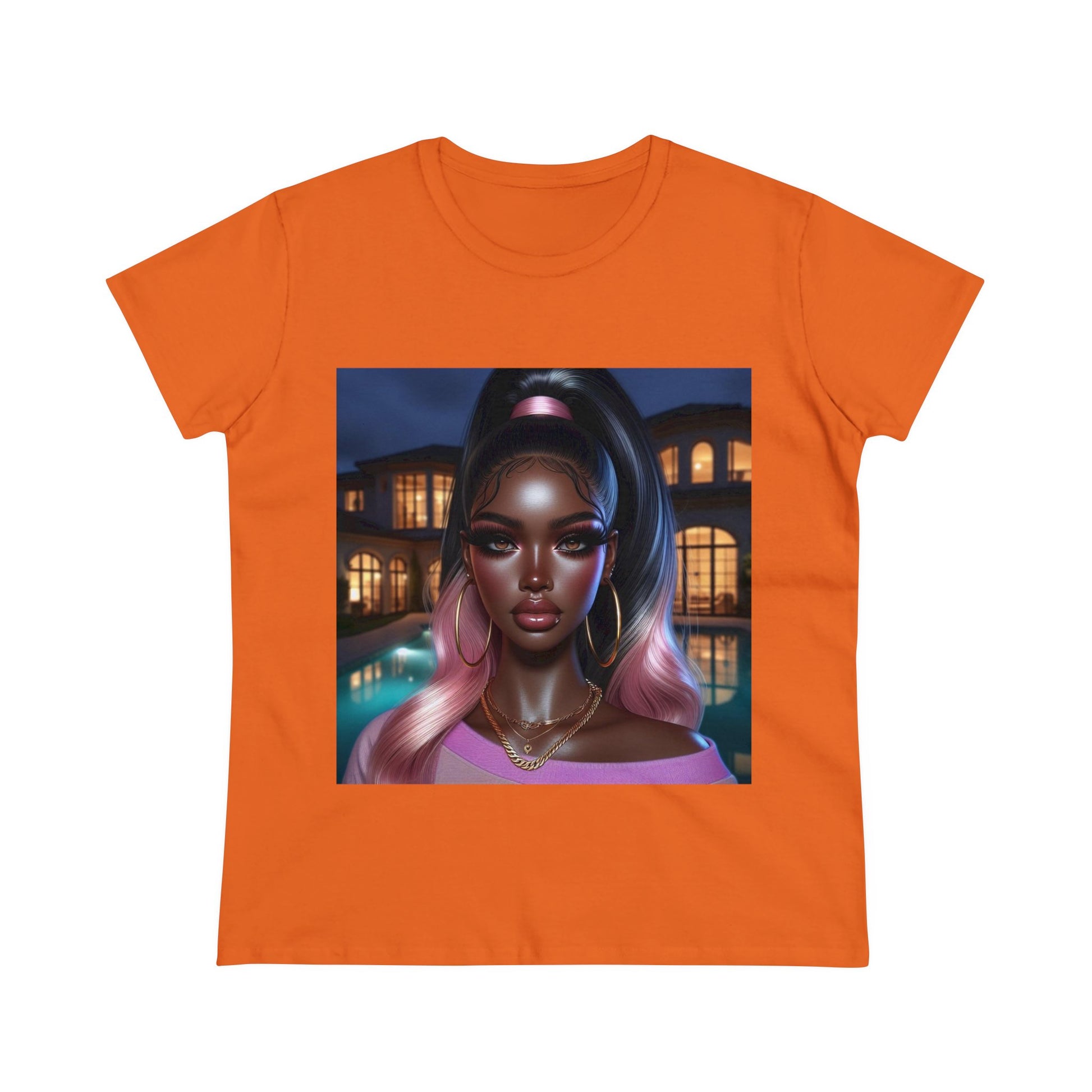 Pink at Night T-Shirt T-Shirt Printify Orange S 