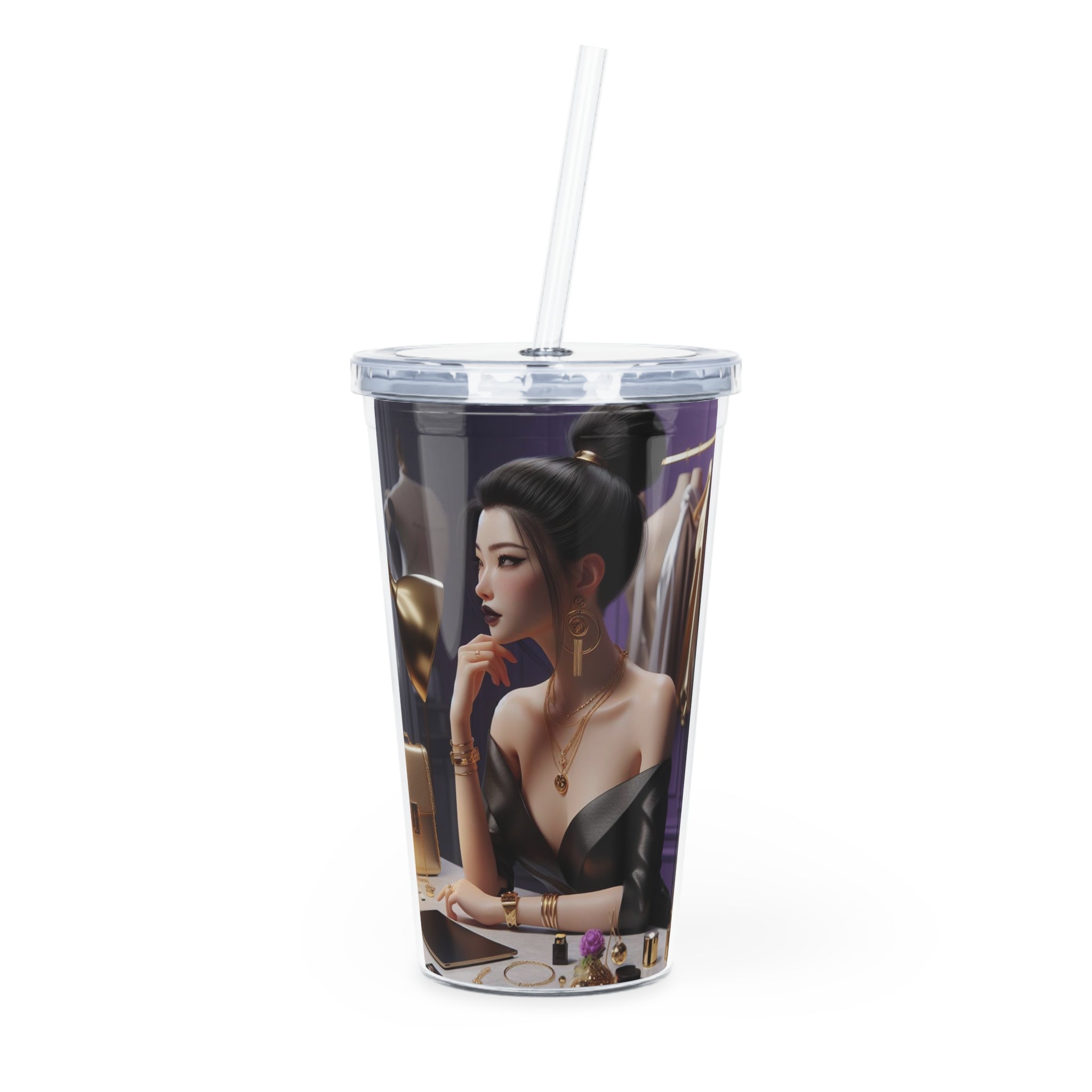 Fashion and Beauty Tumbler with Straw Mug Printify 20oz Transparent 