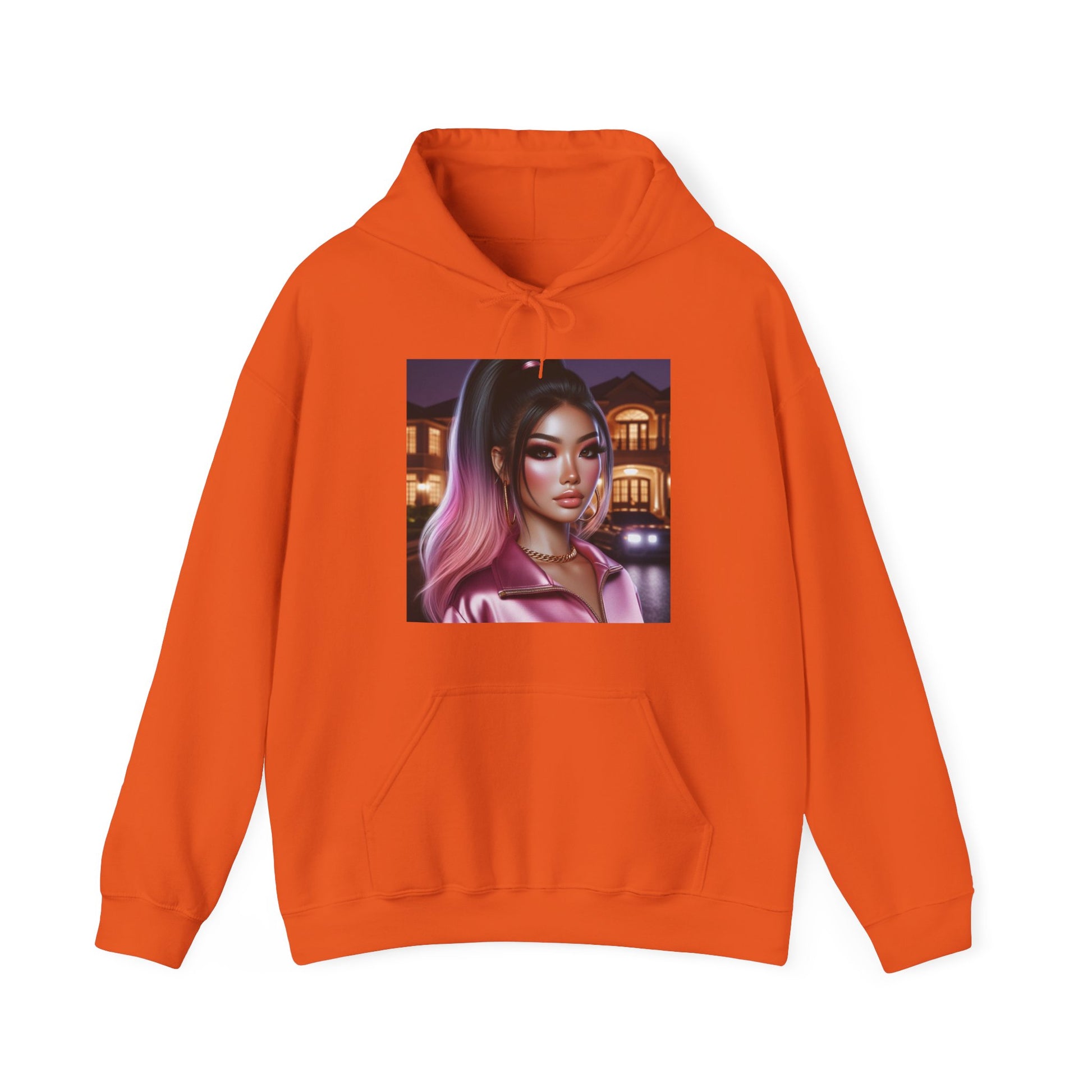 Pink at Night Hoodie Hoodie Printify Orange S 