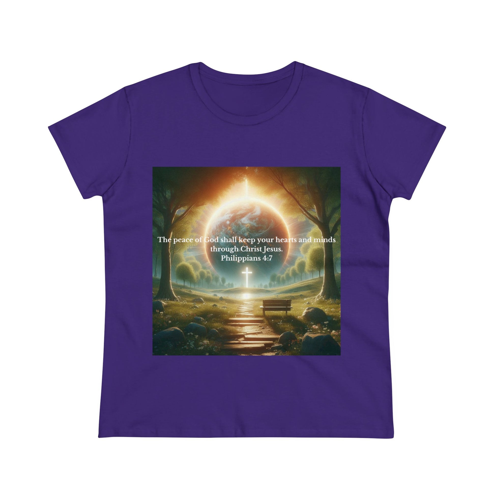 Philippians 4:7 T-Shirt T-Shirt Printify Purple S 