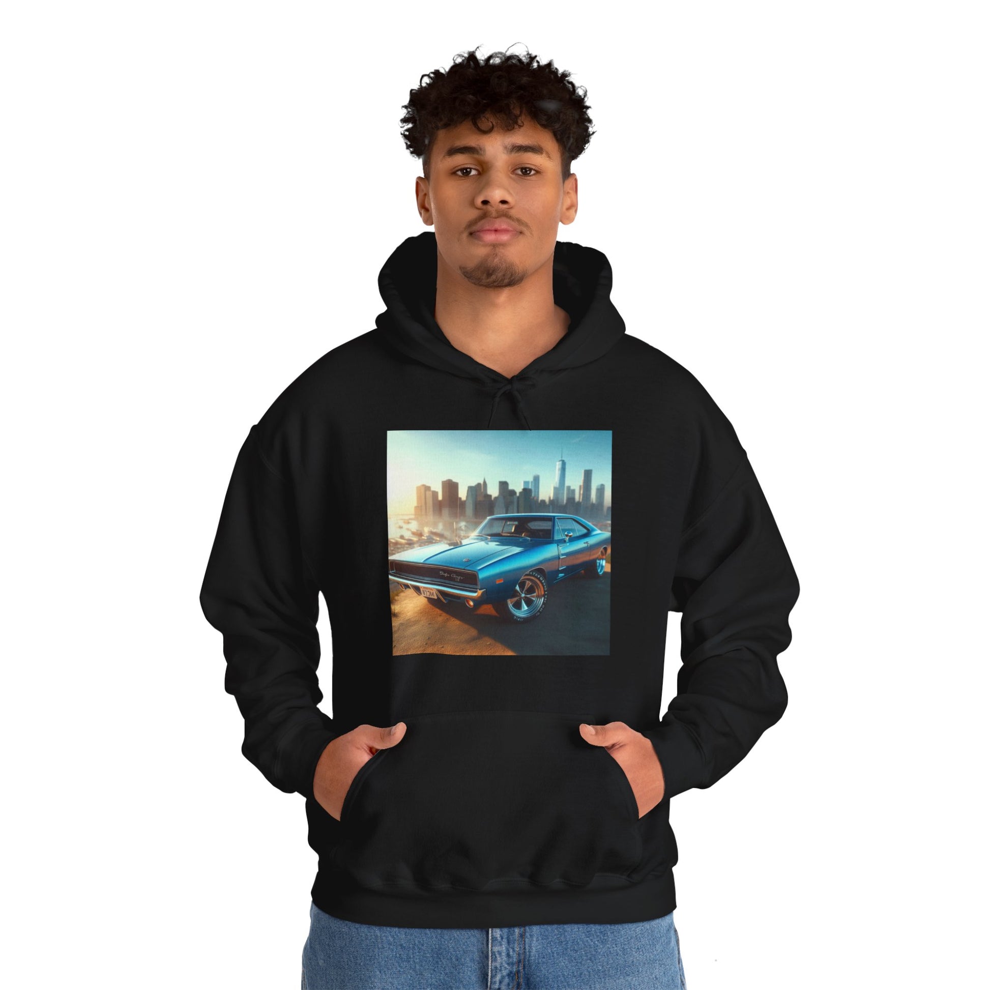 1970 Blue Dodge Charger Hoodie Hoodie Printify   