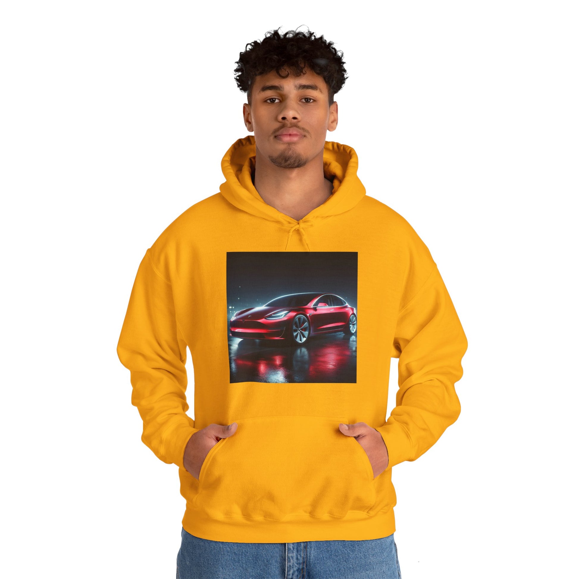 Red Tesla Hoodie Hoodie Printify   