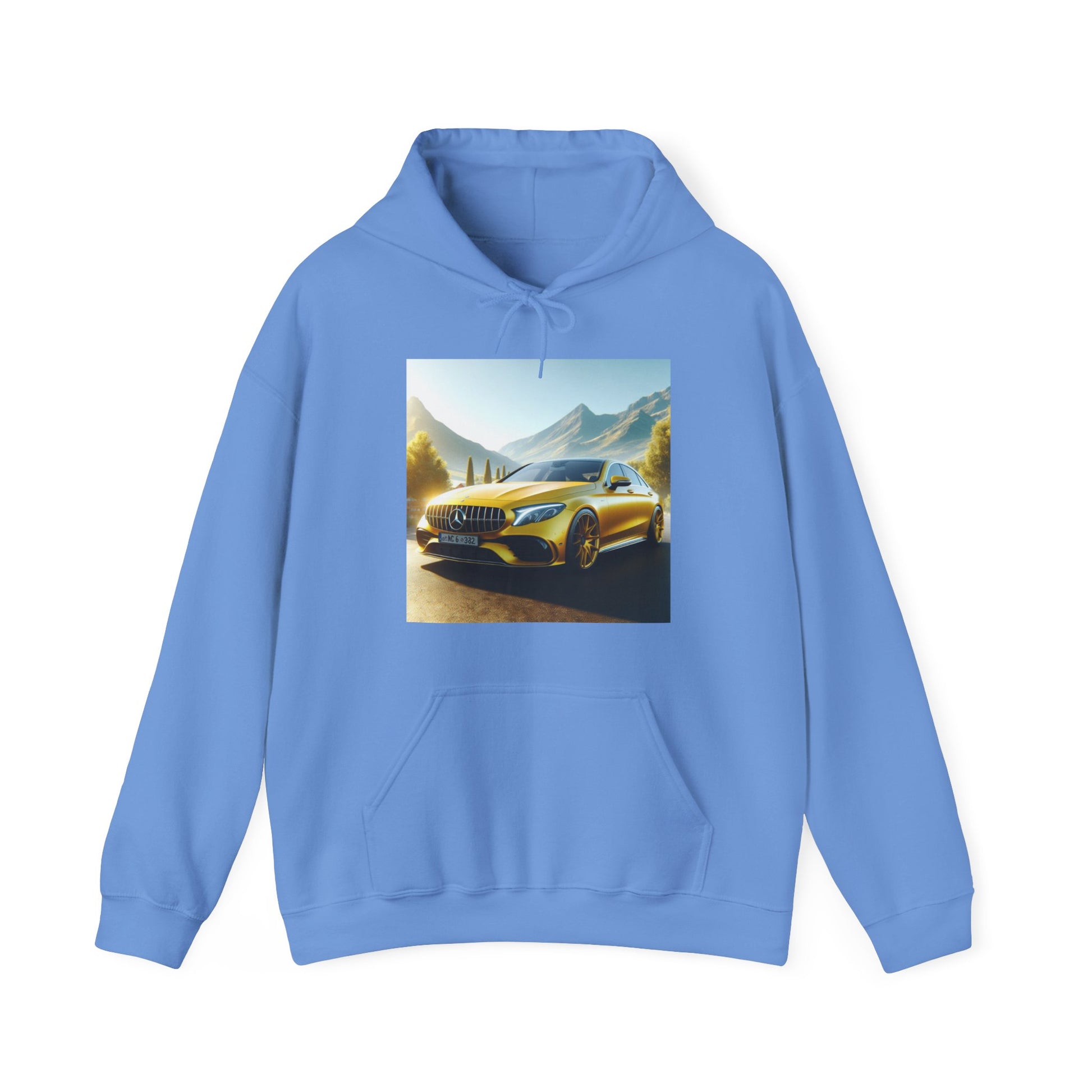 Yellow Mercedes Hoodie Hoodie Printify Carolina Blue S 