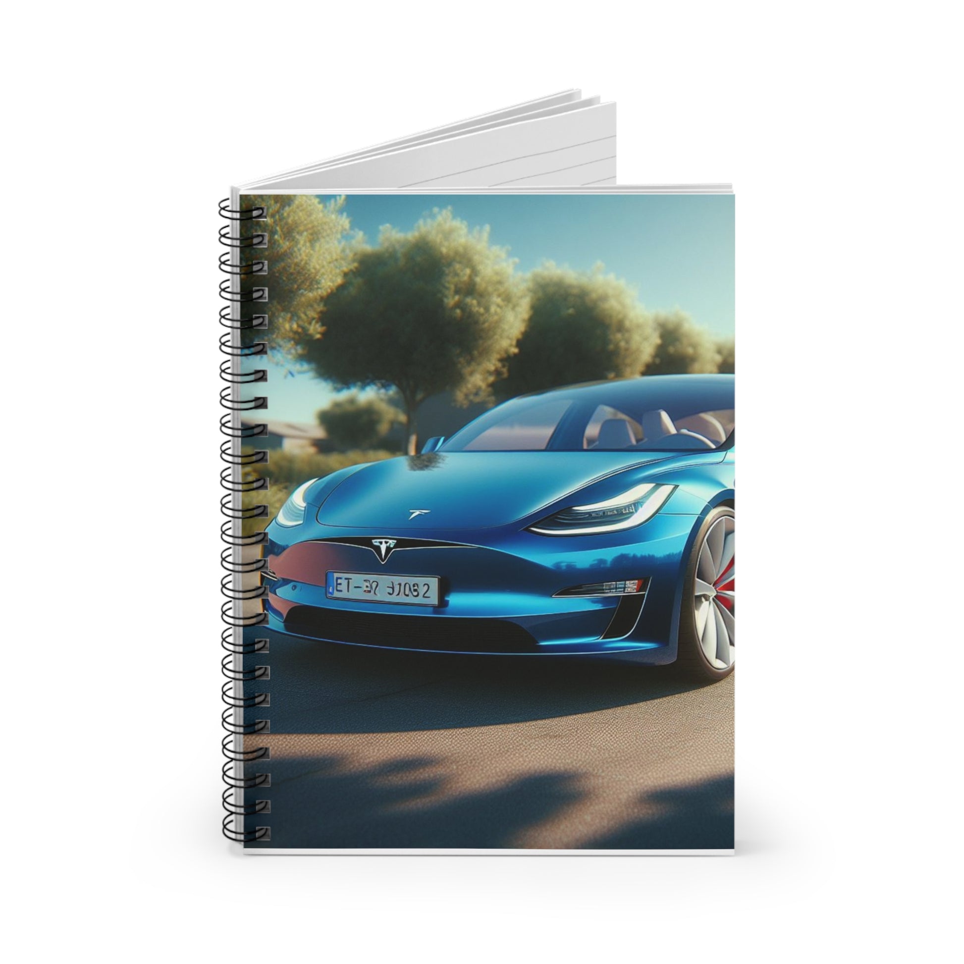 Blue Tesla Spiral Notebook Paper products Printify   