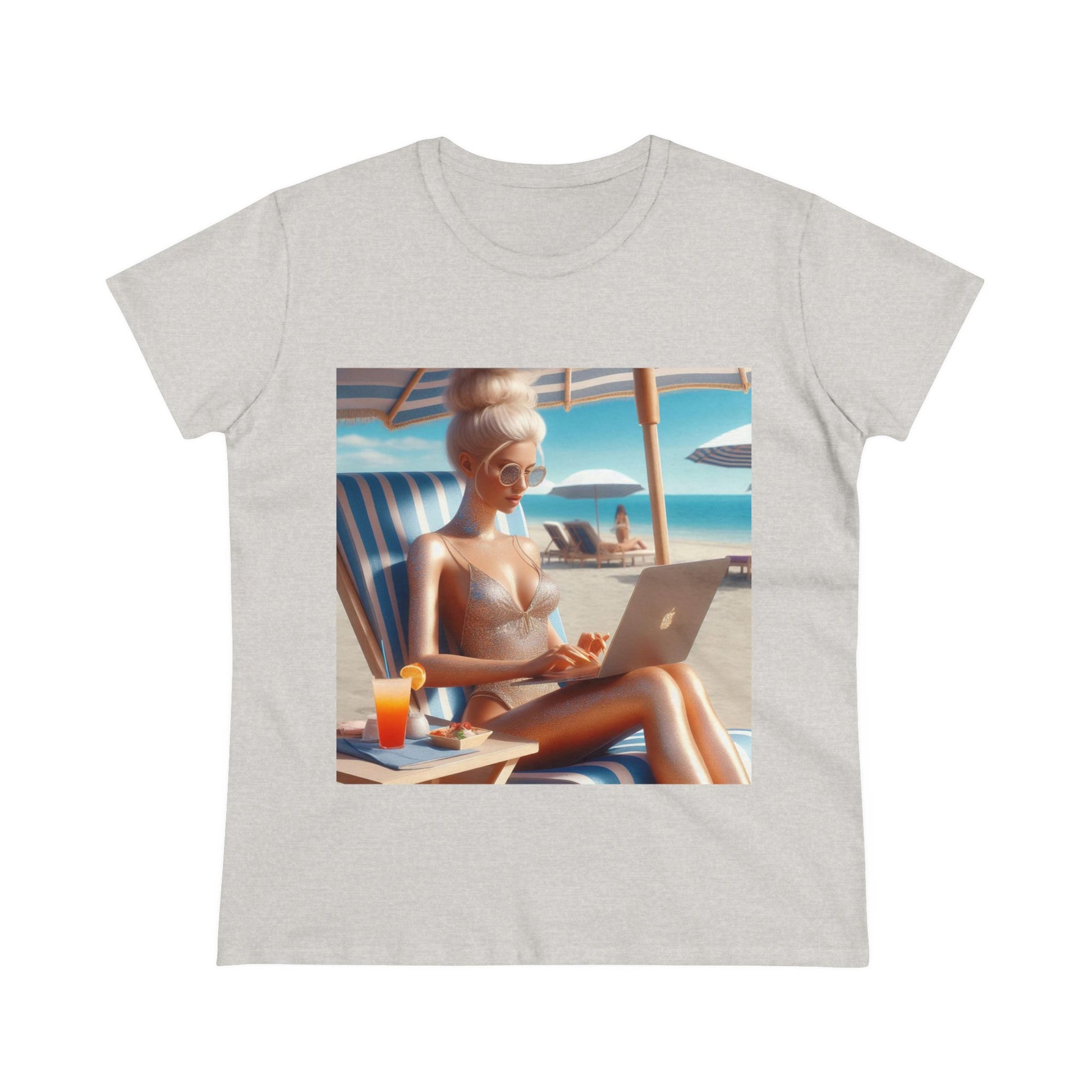 Work Day at the Beach T-Shirt T-Shirt Printify Ash S 