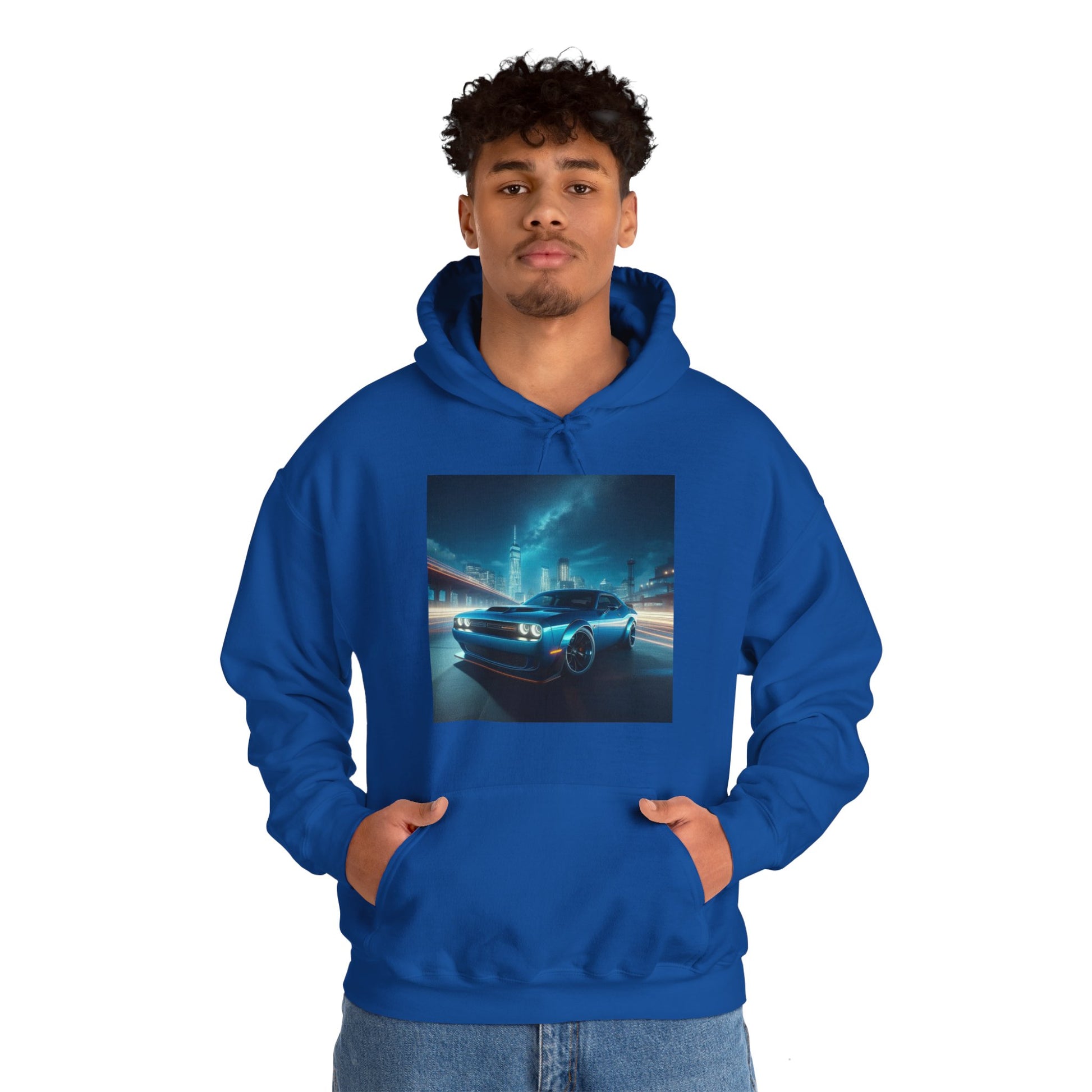 Blue Challenger Hoodie Hoodie Printify   