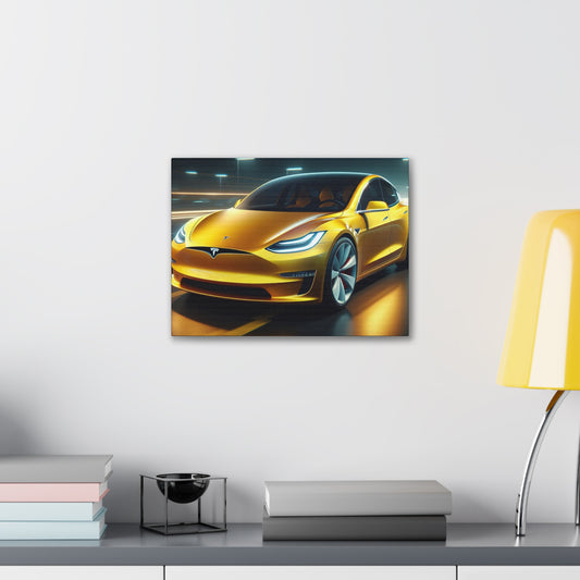 Yellow Tesla Canvas Canvas Printify 16″ x 12″ (Horizontal) 0.75'' 