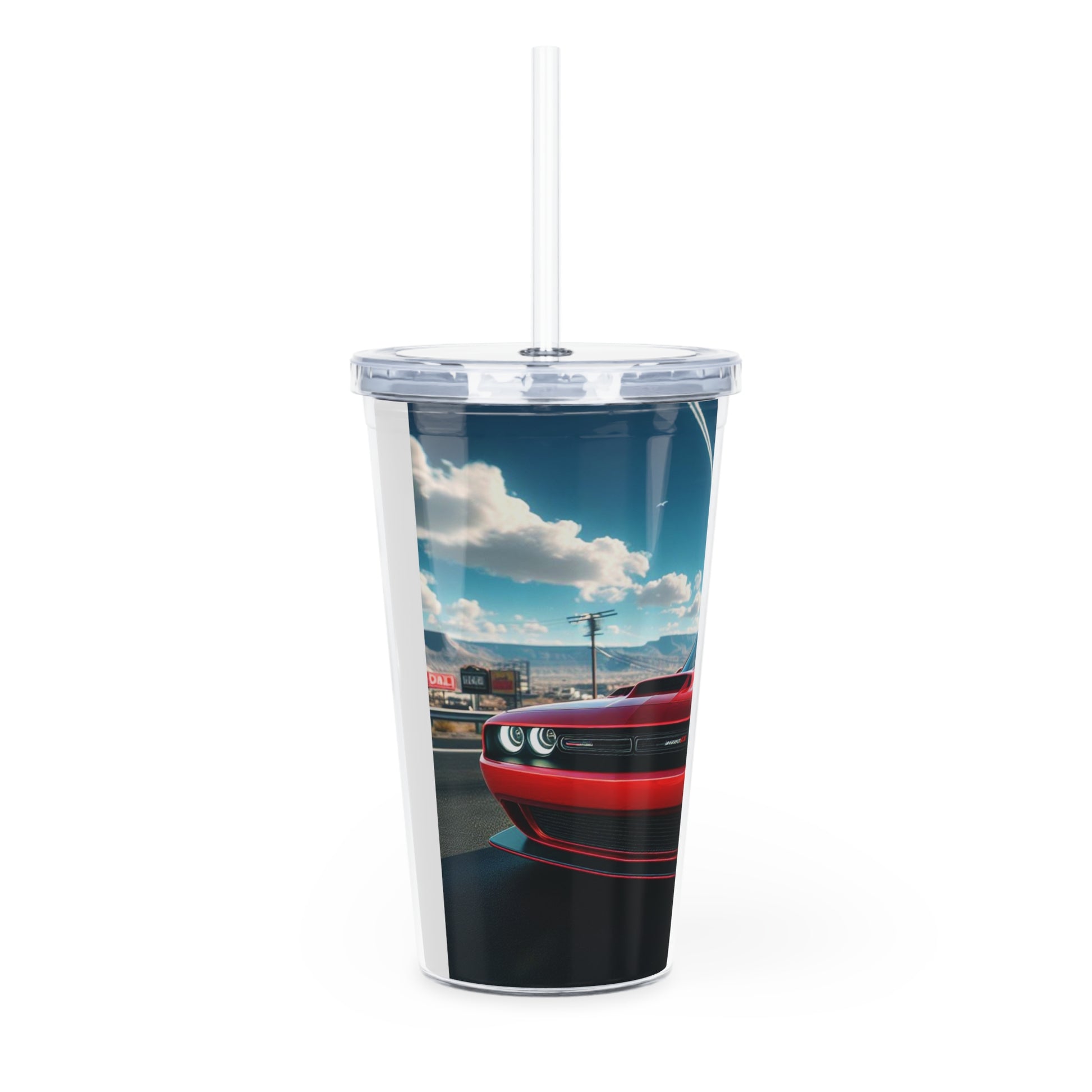 Red Challenger Tumbler with Straw Mug Printify   