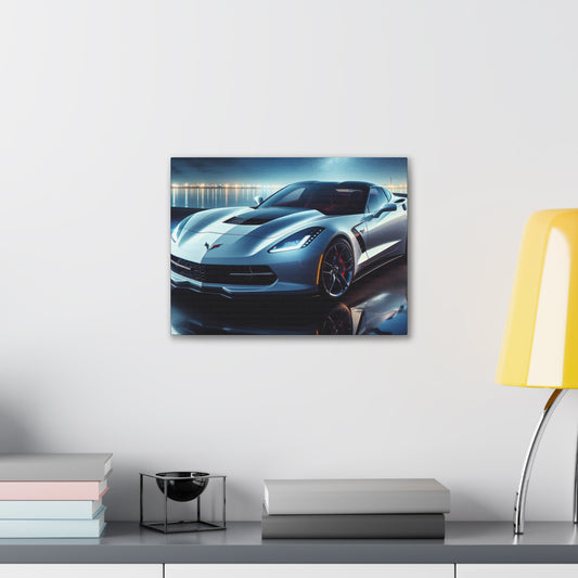 White Corvette Canvas Canvas Printify 16″ x 12″ (Horizontal) 0.75'' 