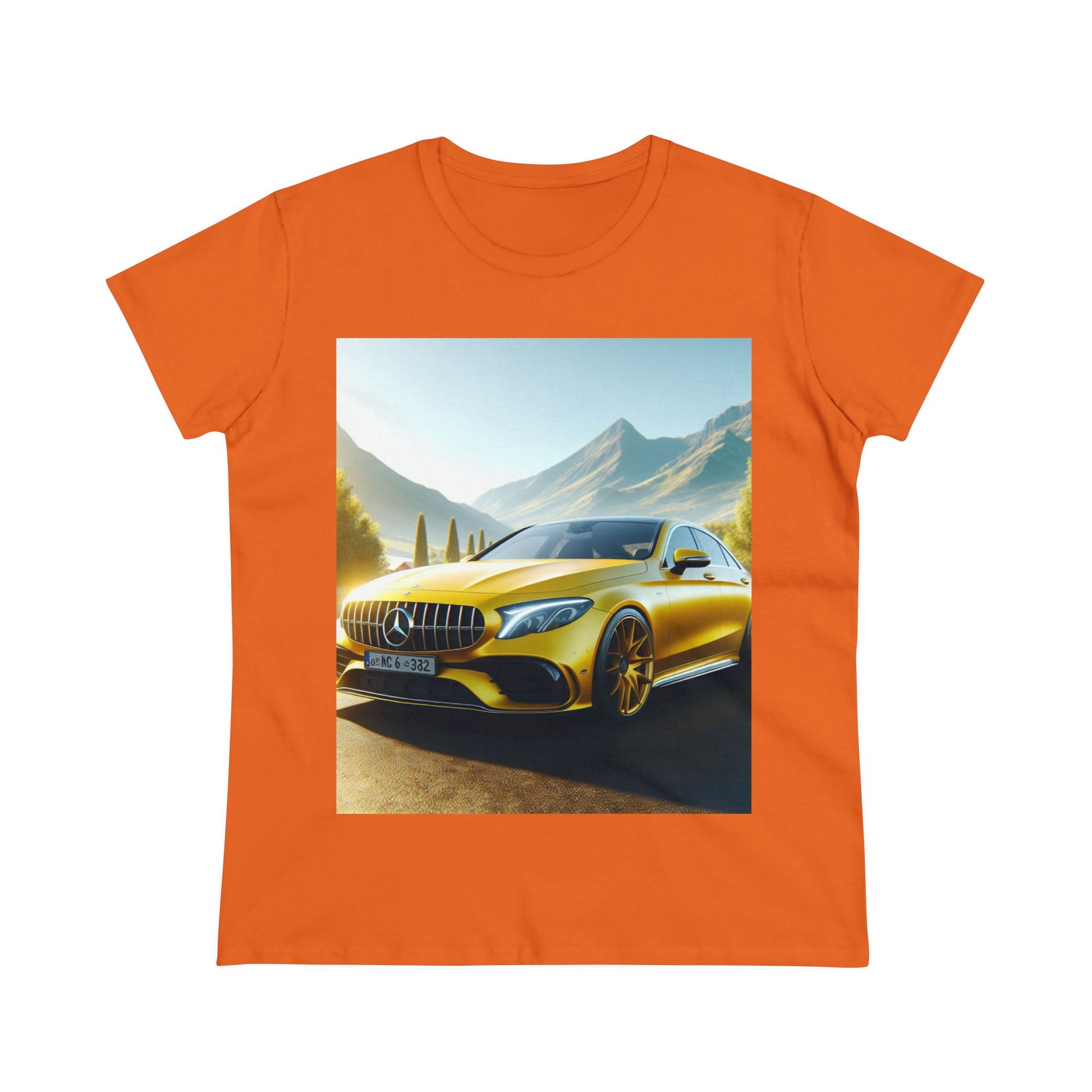 Yellow Mercedes T-Shirt T-Shirt Printify Orange S 