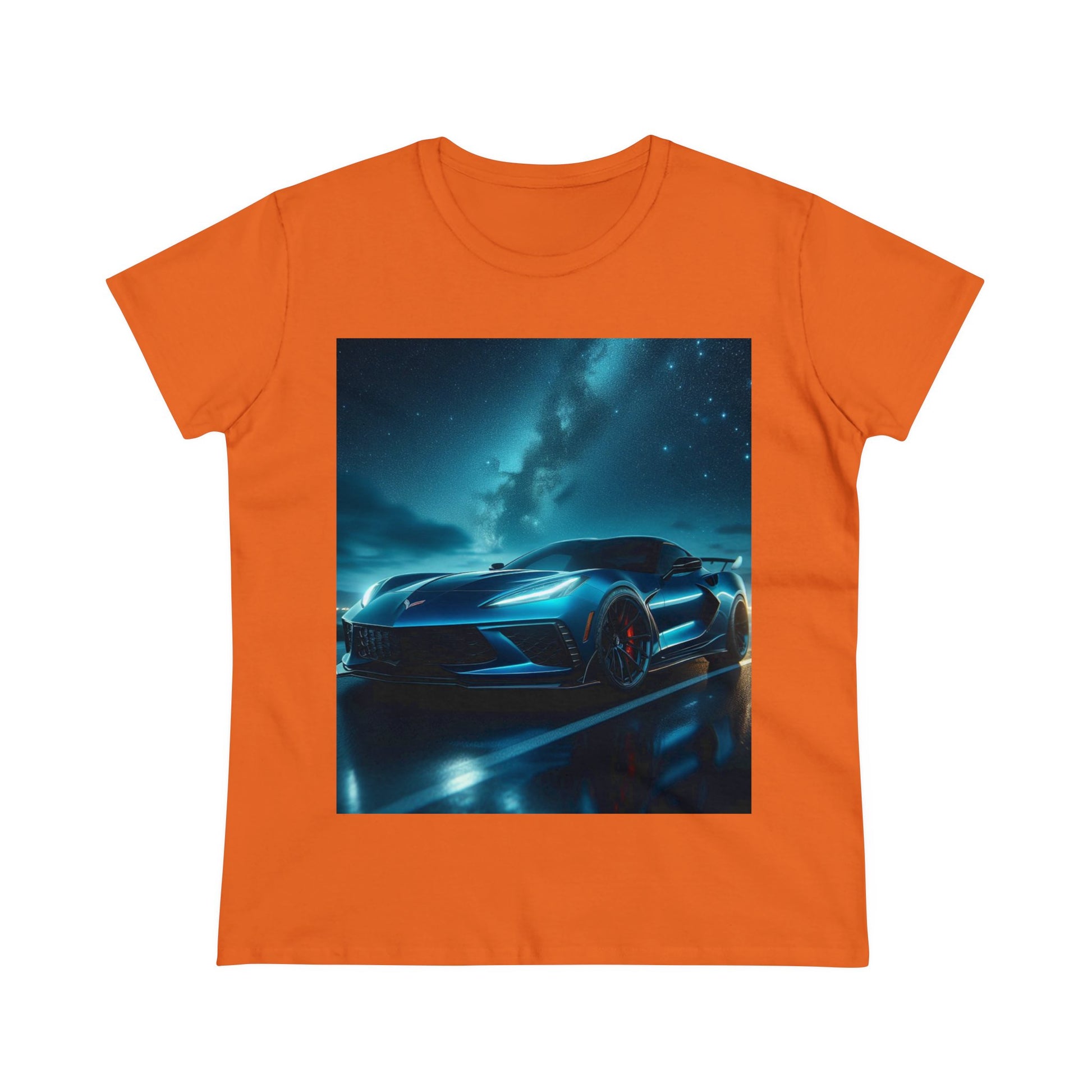 Blue Corvette T-Shirt T-Shirt Printify Orange S 