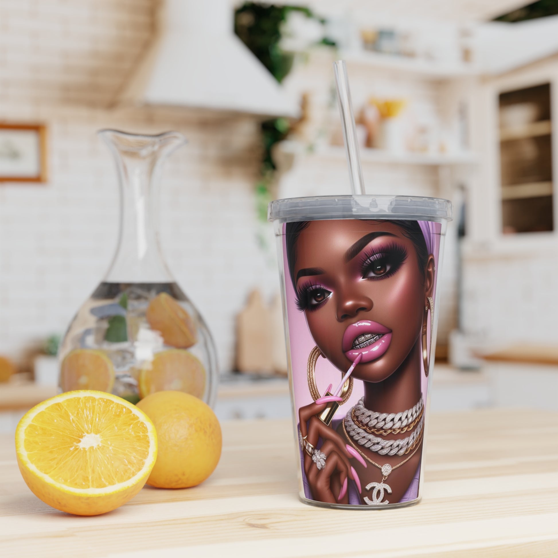 Gloss Up Tumbler with Straw Mug Printify   