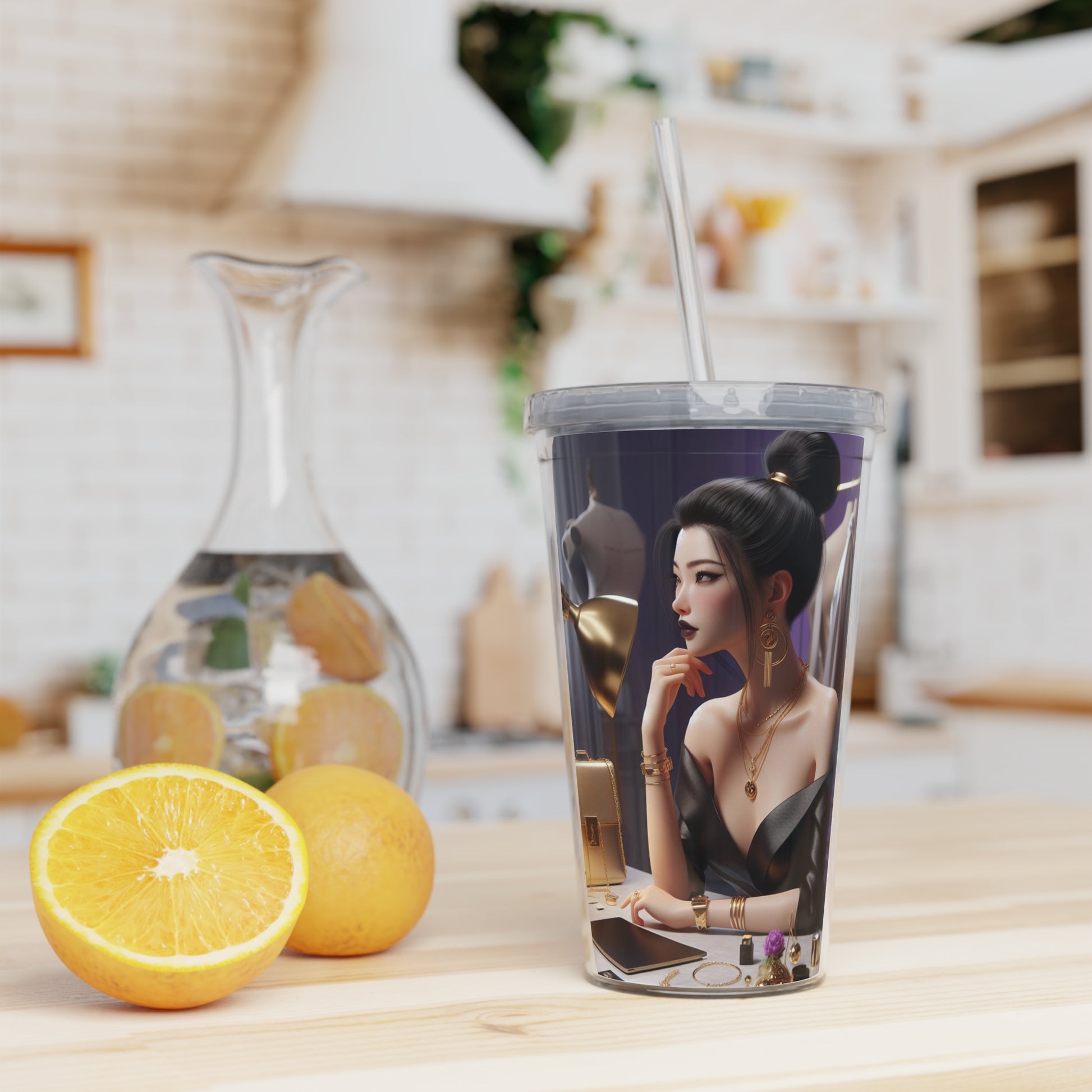 Fashion and Beauty Tumbler with Straw Mug Printify   