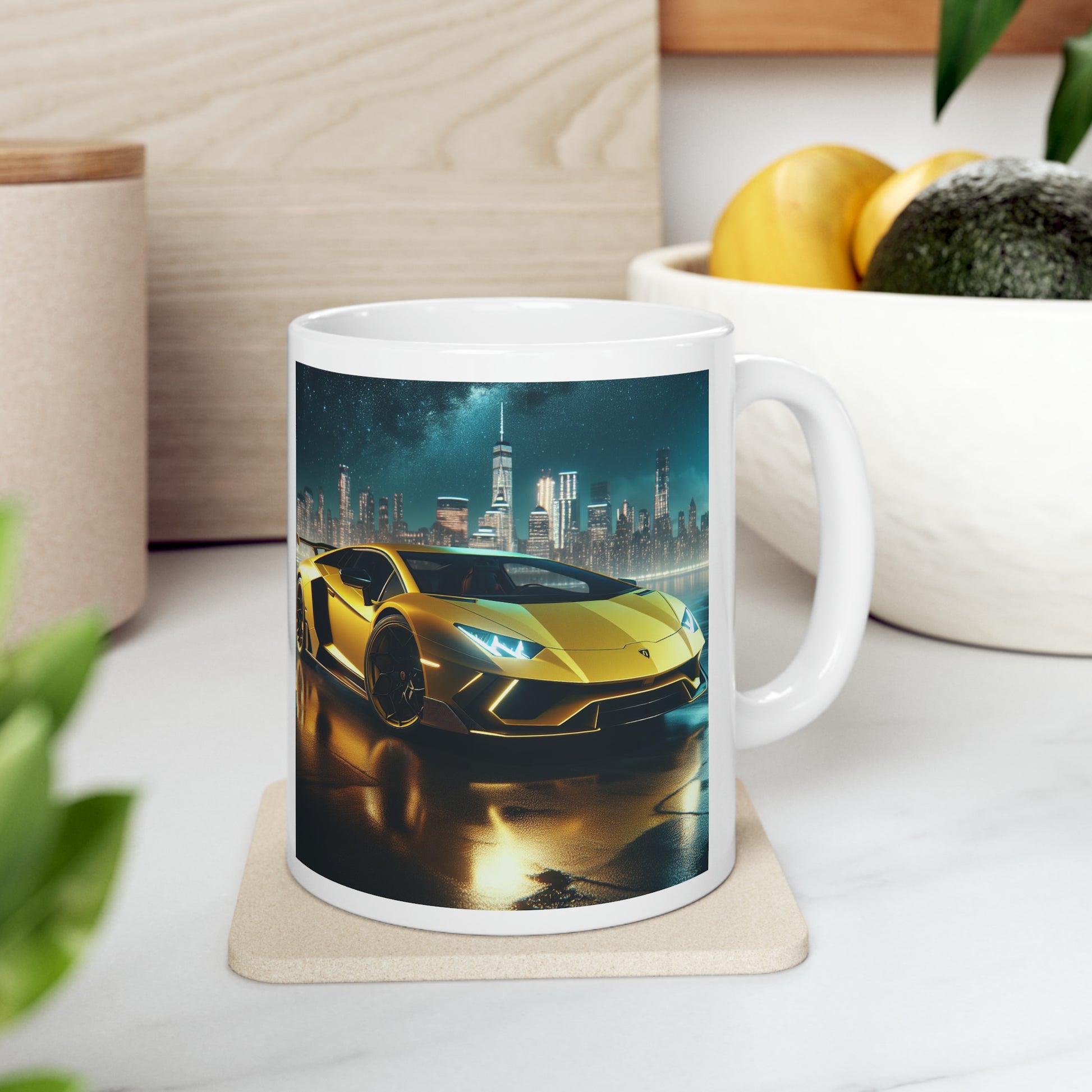 Yellow Lamborghini Mug Mug Printify   