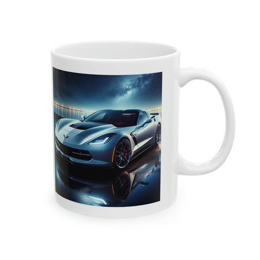 White Corvette Mug Mug Printify   